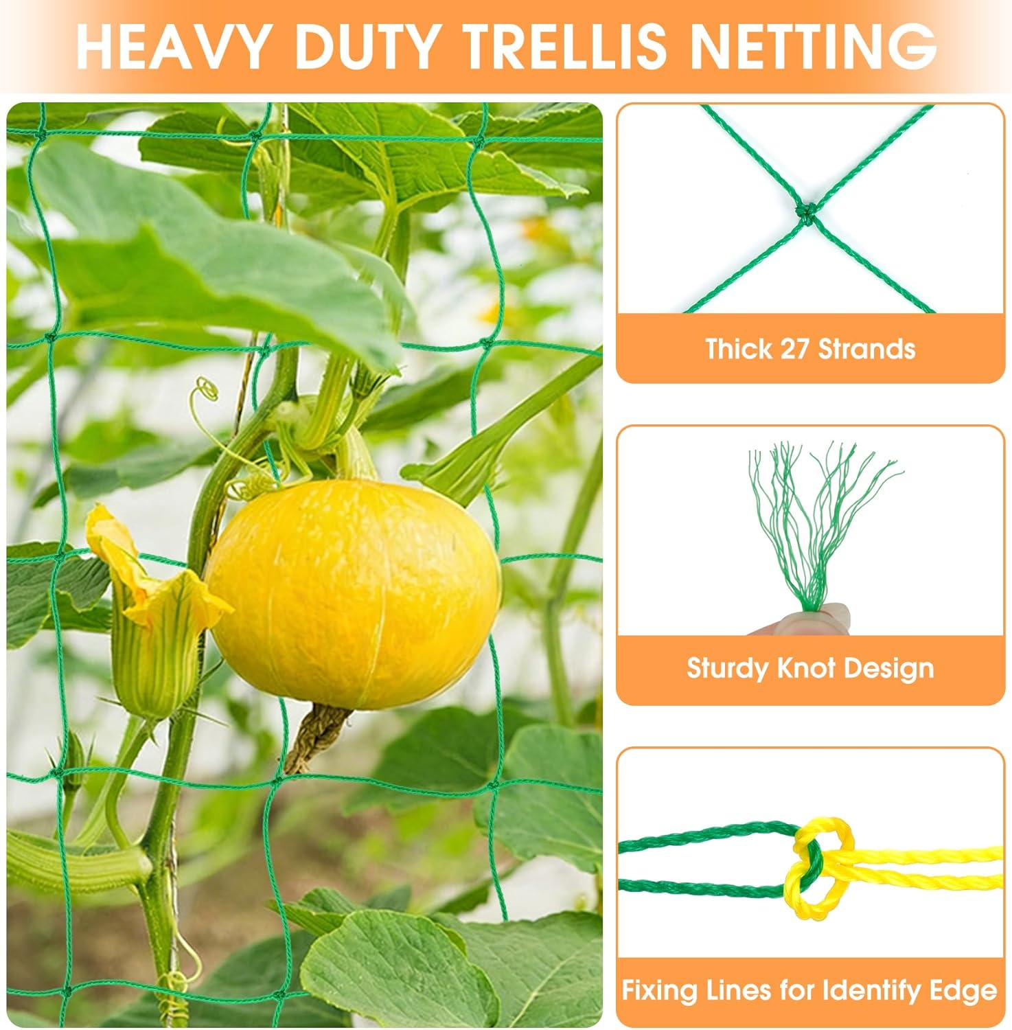 Trellis Net Cucumbers 5 X 1.8 M, Trellis Cucumbers with 50 Cable Ties, Climbing Plants, Tomatoes, Flowers and Other Vegetable Plants