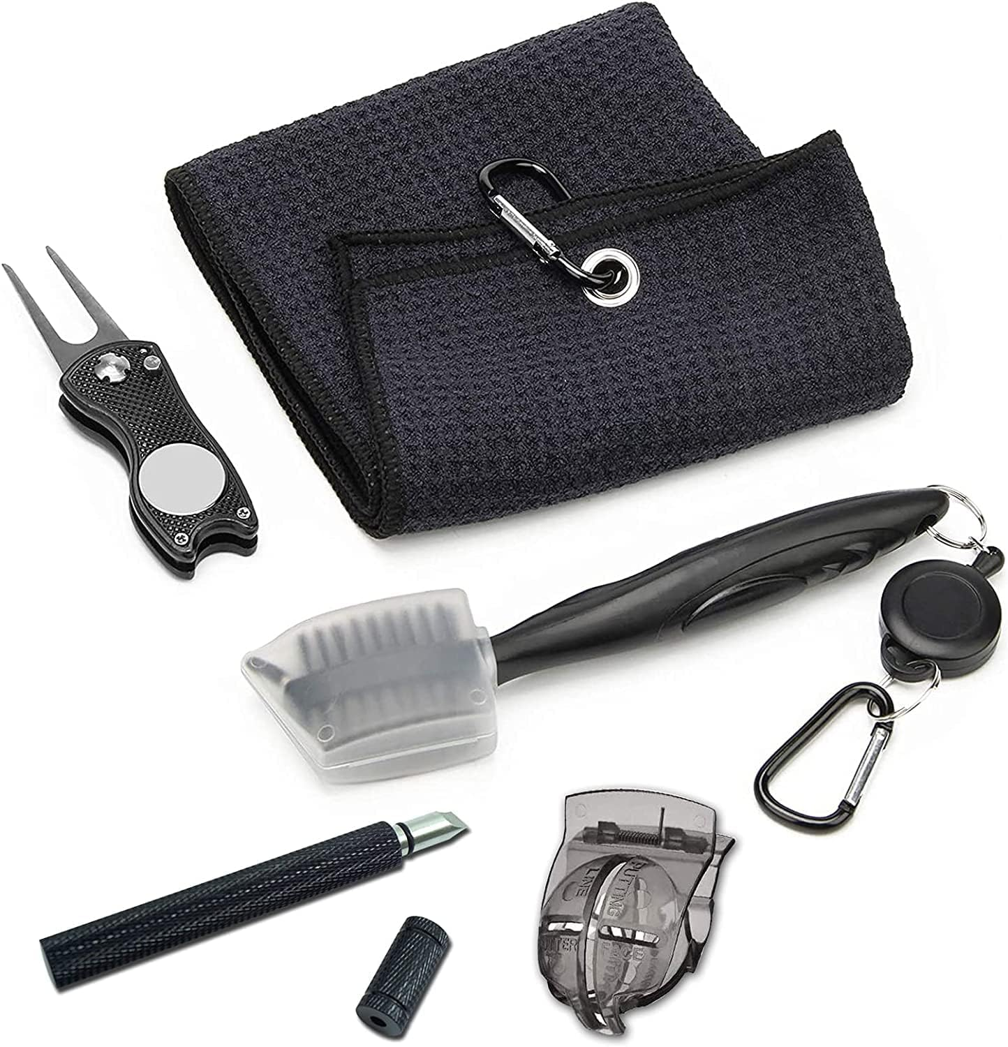 Golf Towel and Tool Accessories Bag KIT - Comes with a Golf Towel, Golf Club Cleaner, Divot Repair Tool, Golf Club Brush, Golf Ball Marker. This Are the Perfect Golf Accessories for Men and Women image number 4