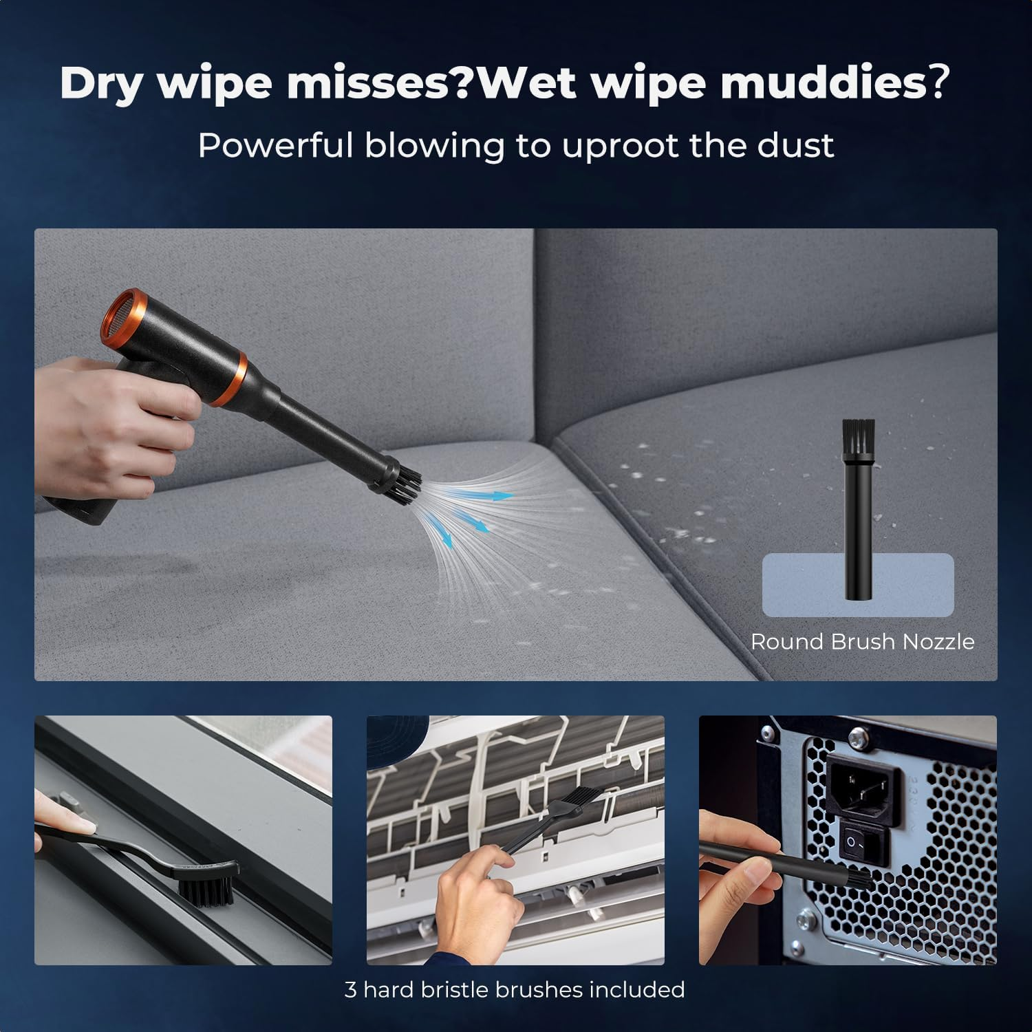 K&F Concept Electric Compressed Air Duster - 300000RPM Vacuum Cleaner, 3 Gear Adjustable, Super Wind Power, Rechargeable Brushless Motor for Deep Computer Clean, Keyboard, Car, Home, Outdoor image number 4