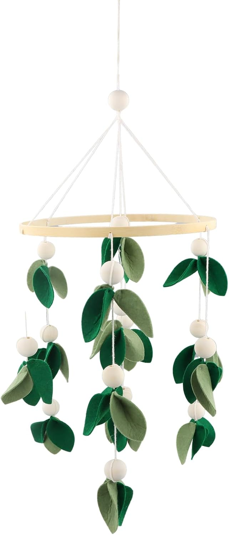 Baby Bed Bell, Mobile Baby Wooden Wind Chime Decor, Baby Bed Decoration, 3D Leaves Wooden Children'S Room Hanging Bed Bell, Wooden Ornament Gift for Baby Girls Boys