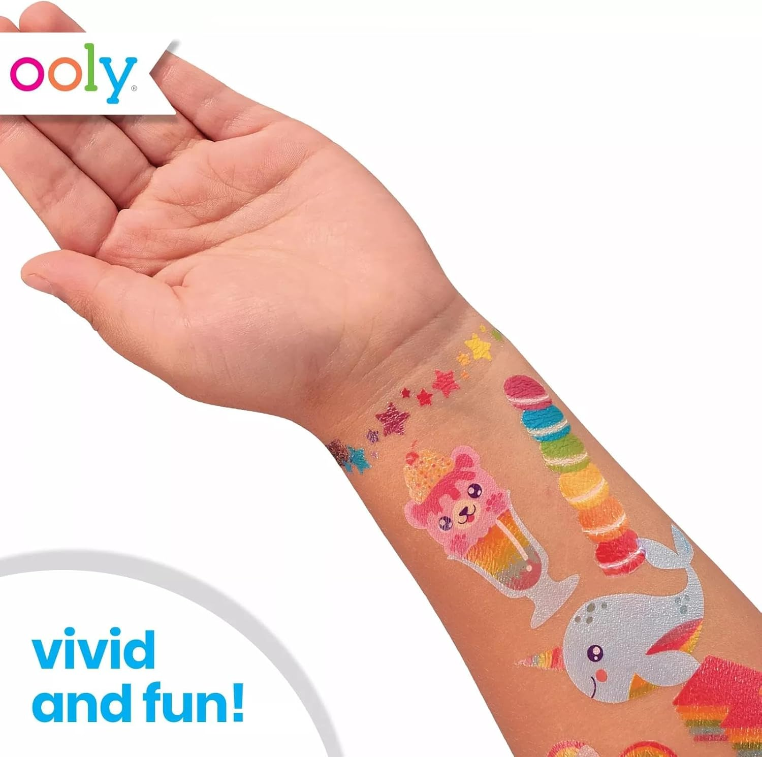 OOLY, Tattoo Palooza Skin-Friendly and Non-Toxic Temporary Tattoo for Kids - over the Rainbow, 3 Sheets image number 3