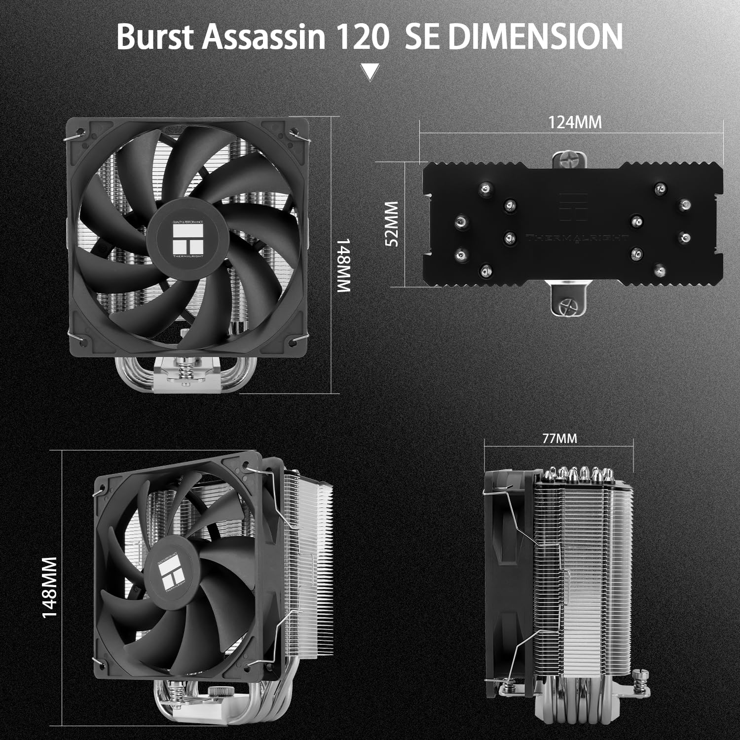 Thermalright Burst Assassin 120 SE CPU Cooler, 148Mm High, 120Mm PWM Fan with 1550RPM Speed, 6 Heat Pipes Heatsink Cooling, for Intel LGA1700/1851/1150/1151/1200, AM4/AM5, PC Cooling image number 3