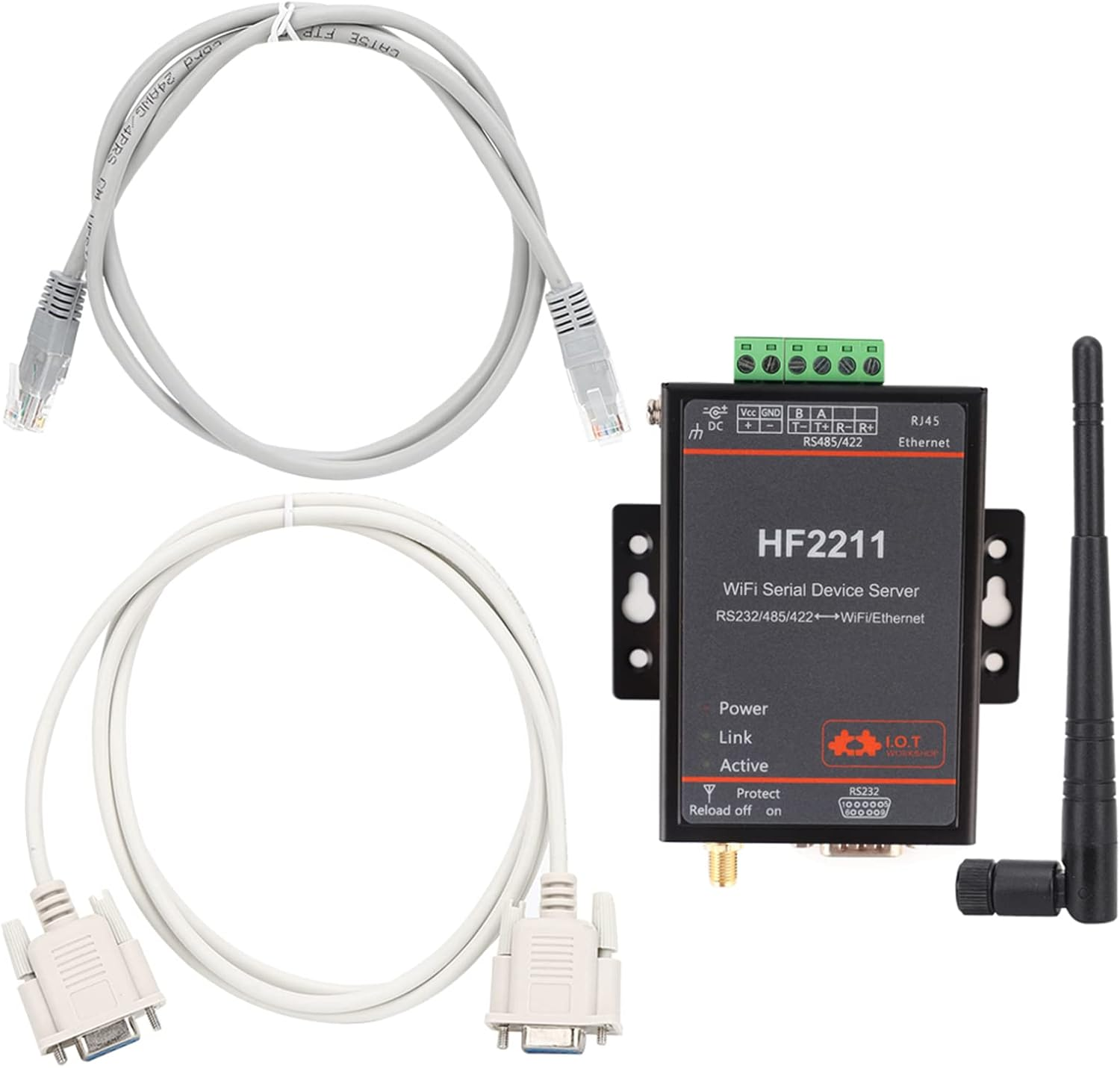 HF2211 Serial Device Server, RS232/485/422 to Wifi and Ethernet DTU Short Message Communication Module, 5-36VDC Serial Data Communication Device Support image number 4