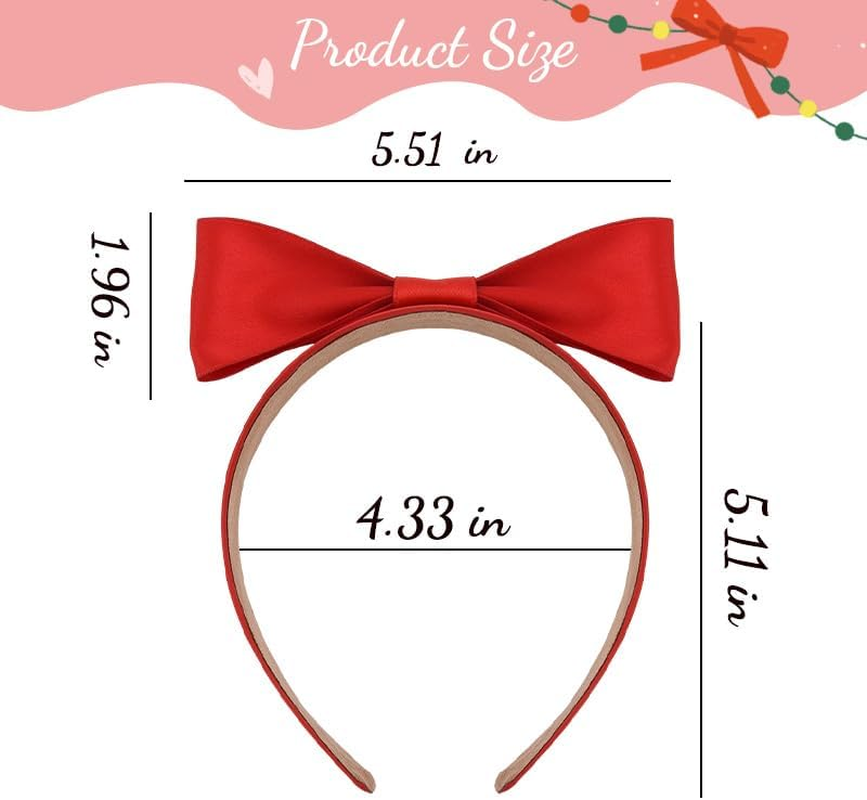Bow Headbands for Women Red Bowknot Headband Hairband with Bow Head Bands for Women'S Hair Non Slip Christmas Headbands for Girls Women Cosplay Costume Accessories - Black image number 5