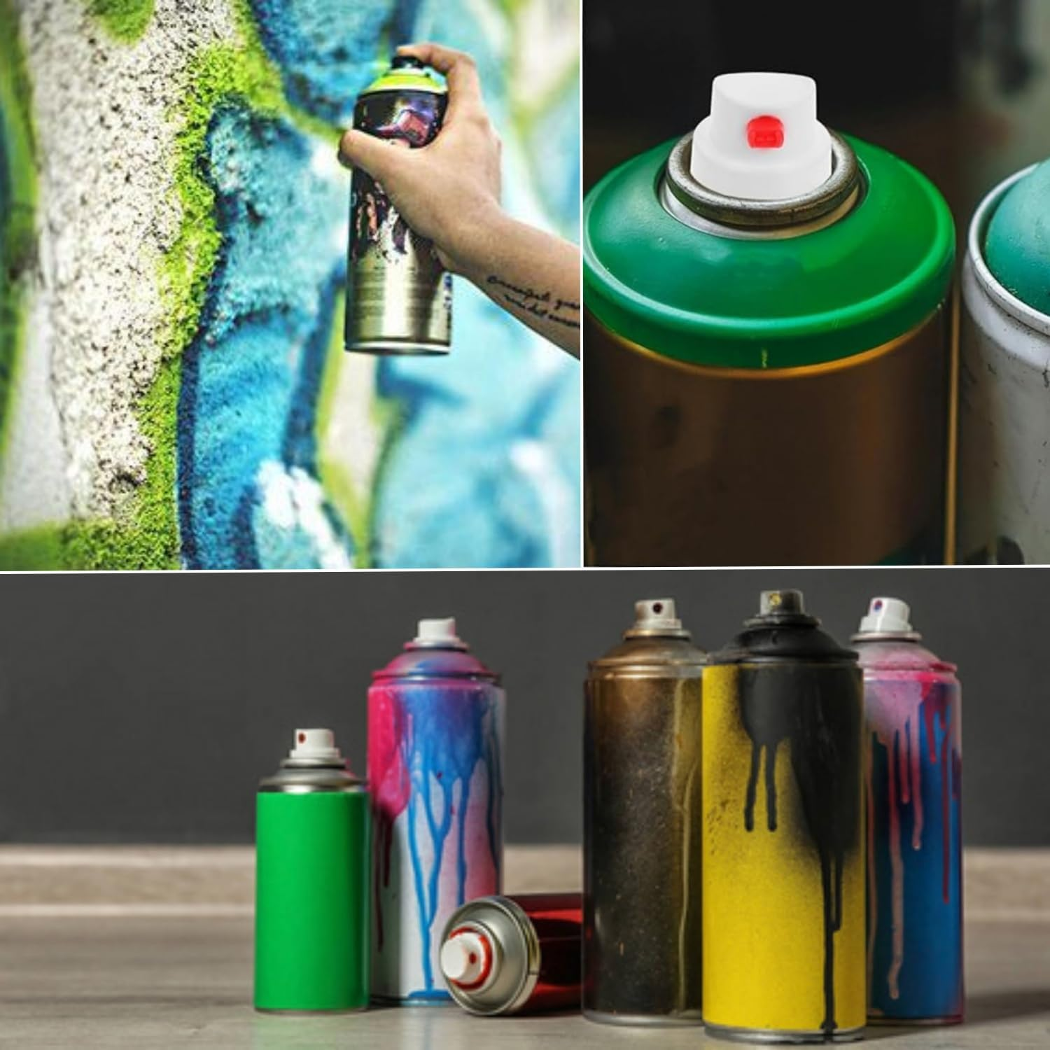 Taicols 20 Pack Flat Jet Spray Paint Caps -Graffiti Car Spray Paint Accessory Supplies for Graffiti, Calligraphy & Art, Red & Black Tips, Compatible with Spray Cans, Durable Paint Can Nozzles image number 1