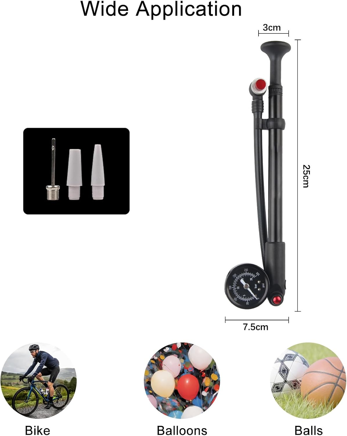 High-Pressure 300 PSI Bike Shock Pump, Bicycle Pump with Visual Dial, Front Fork & Rear Shock Suspension Portable Mini Pump with Air Bleed Button image number 4