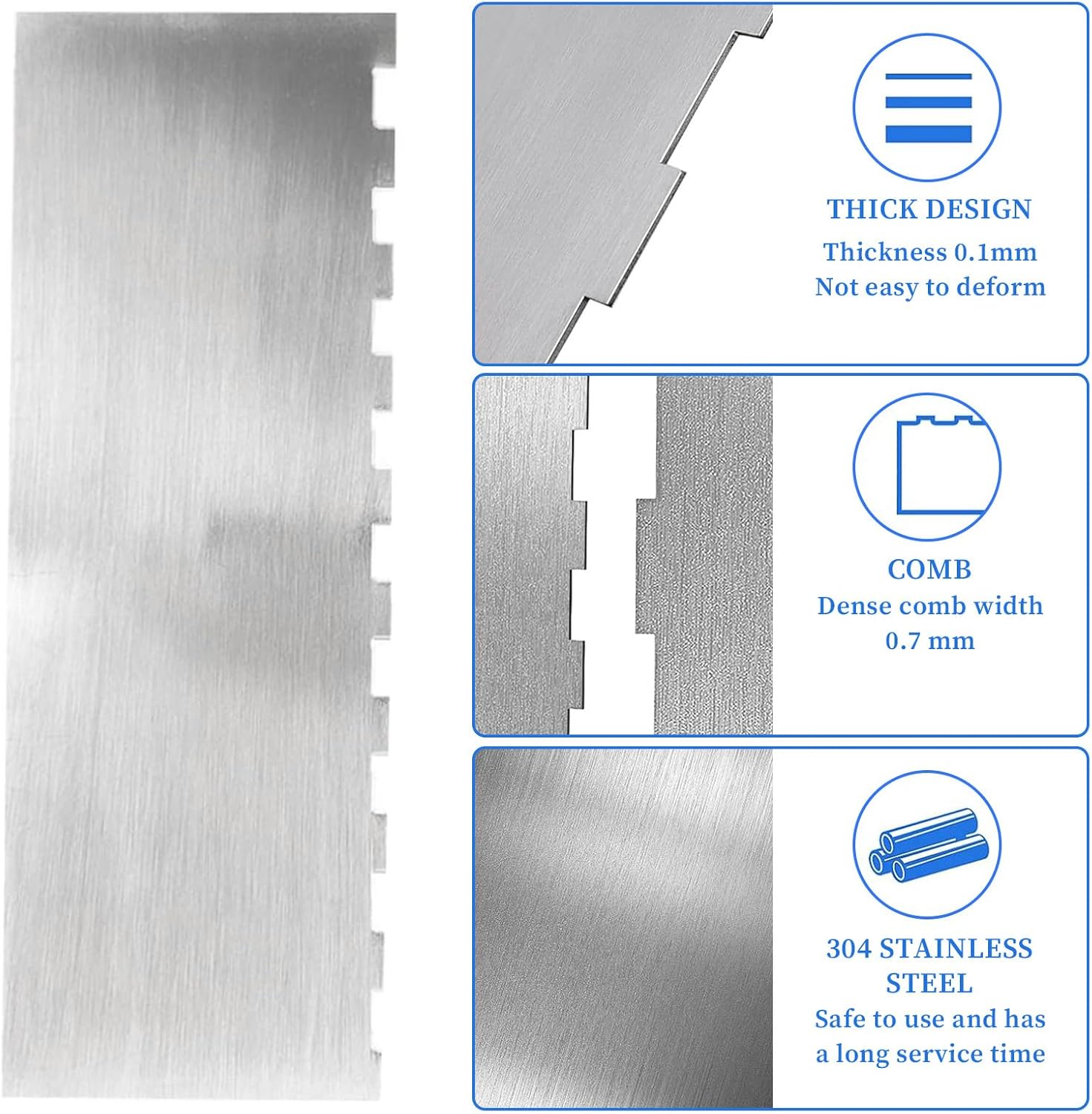 2Pcs Stainless Steel Cake Scraper with Sided Patterned Edge Stripe Edge, Pastry Baking Smoother Scraper Cake Decorating Tools for Mousse Butter Cream Cake image number 6