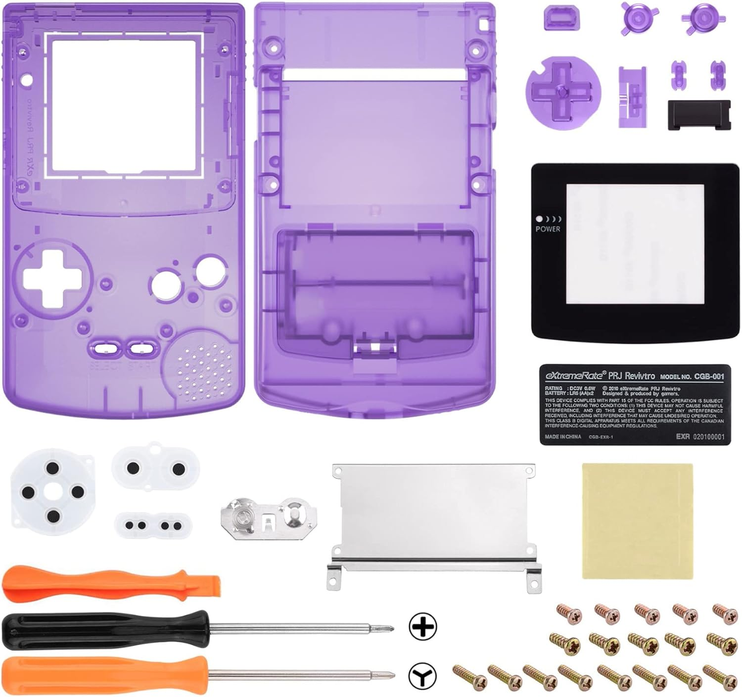 IPS Ready Upgraded Extremerate Clear Atomic Purple Replacement Shell Full Housing Cover Buttons for Gameboy Color &ndash; Fit for GBC OSD IPS & Regular IPS & Standard LCD &ndash; Console & IPS Screen NOT Included image number 6