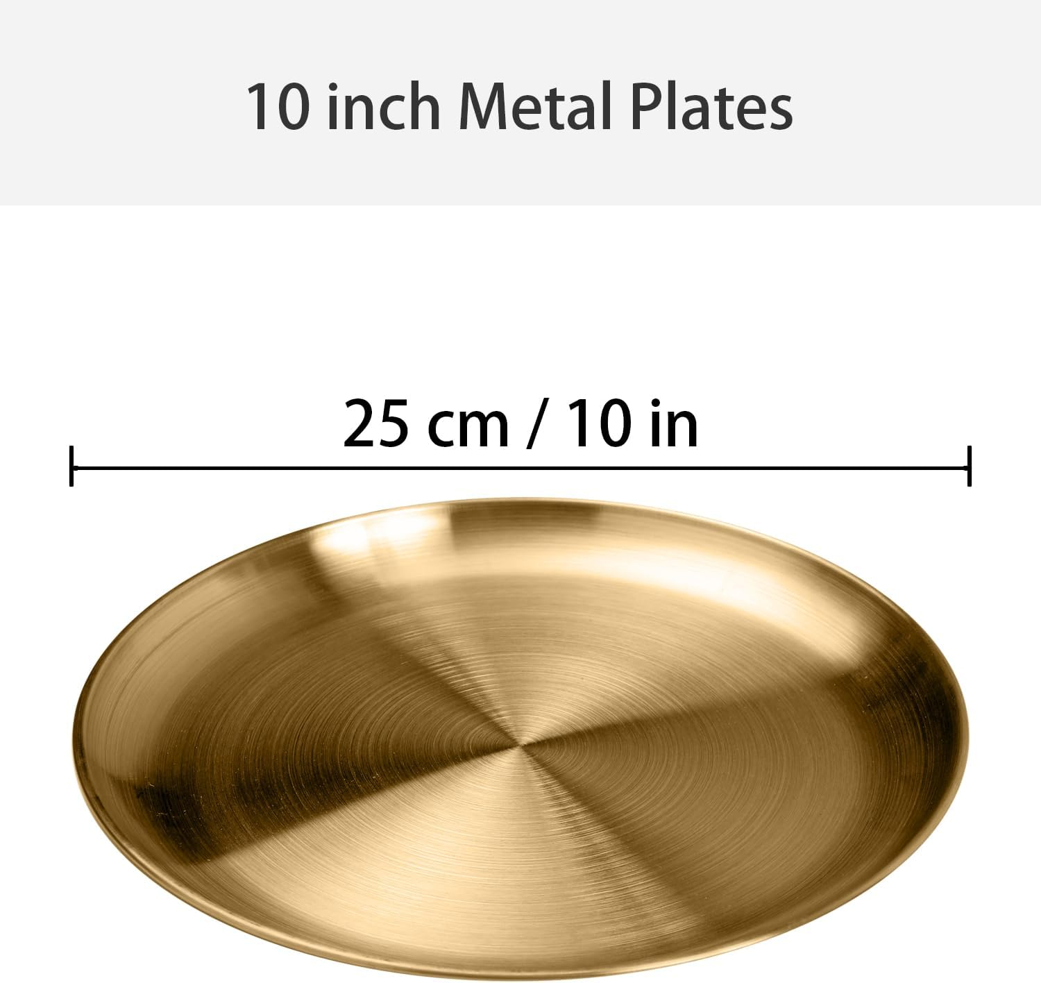WANBY Stainless Steel Plates Gold Metal Dinner Plates Unbreakable Dinner Dishes Set for Kitchen Home Camping Outdoor Party BBQ (10Inch 4Pcs) image number 1