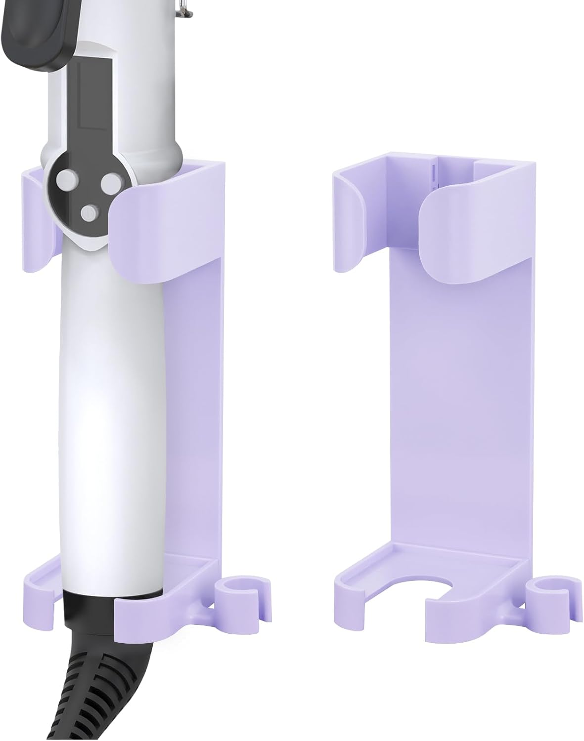 Happylily 2 Pack Detachable Curling Iron Holder Wall Mount, Wall Mount Hair Dryer Holder, Styling Tool Storage Organizer Stand (White)