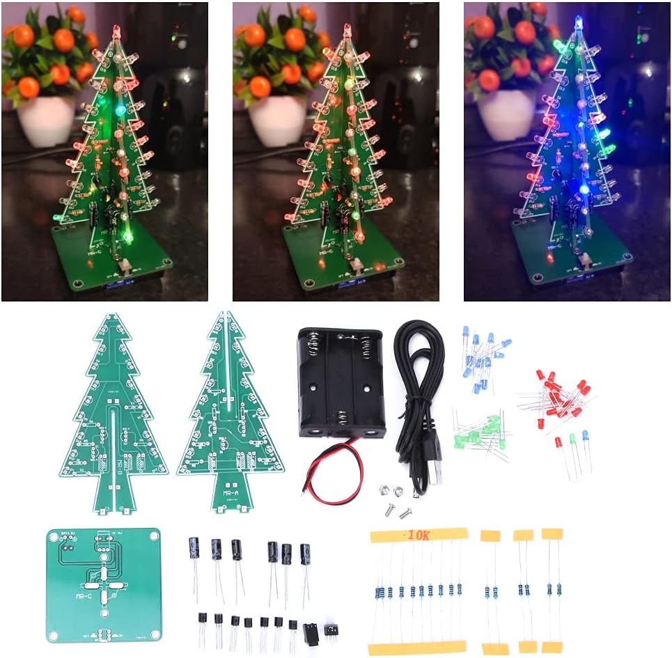 3D LED Christmas Tree, Electronic Christmas Tree with Lights, PCB Light Board Christmas Tree for Festive Holiday Decorations (3 Colors, without Battery) image number 6