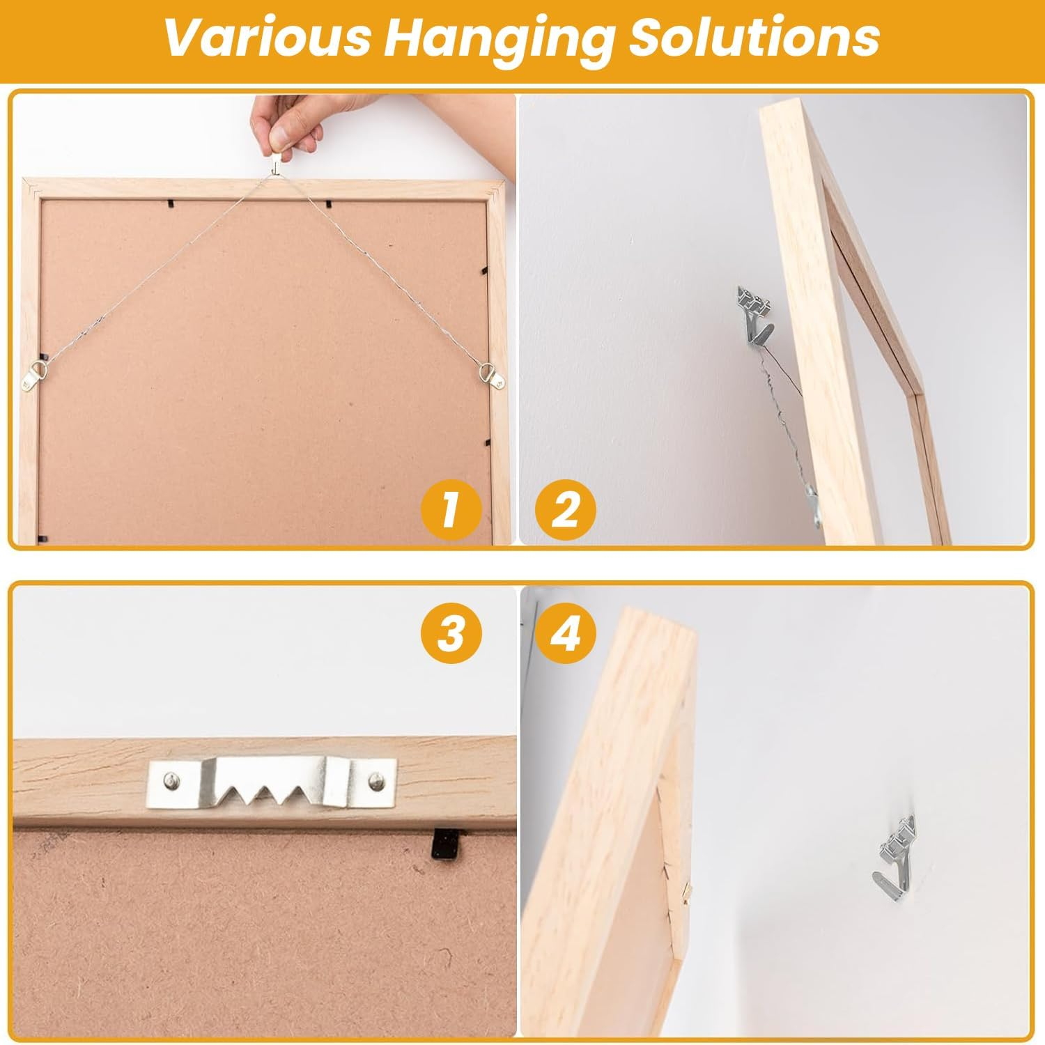 246Pcs Picture Hanging Kit - Picture Hangers Assorted Kit with Heavy Duty Wall Hooks, Sawtooth, Picture Wire, Hardware Nails, Eye Hooks and Picture Hanging Tool for Frame Canvas Mounting image number 4