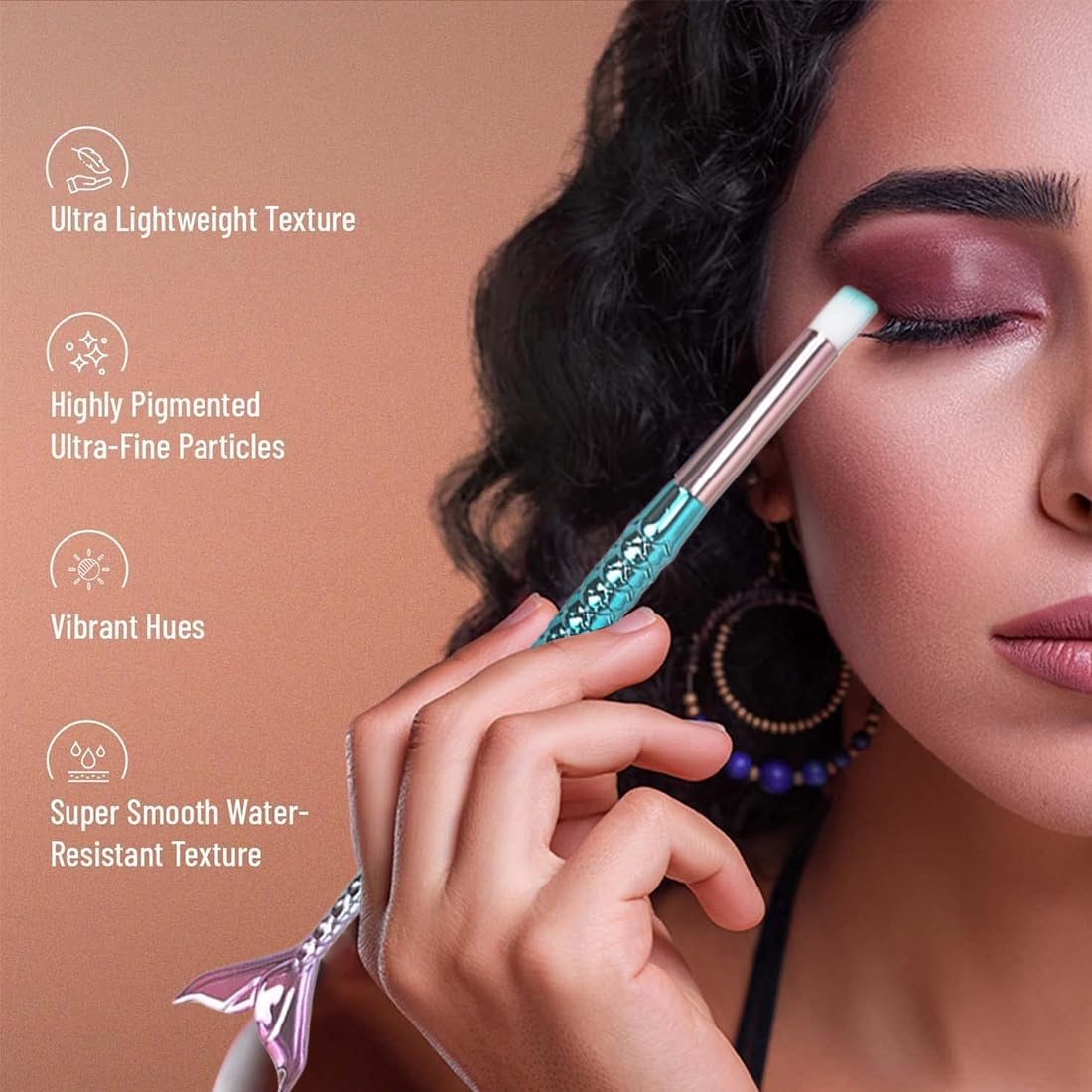 10Pcs Mermaid Makeup Brush Set Women Cosmetic Brush Set Eyebrow Powder Foundation Eyeliner image number 4