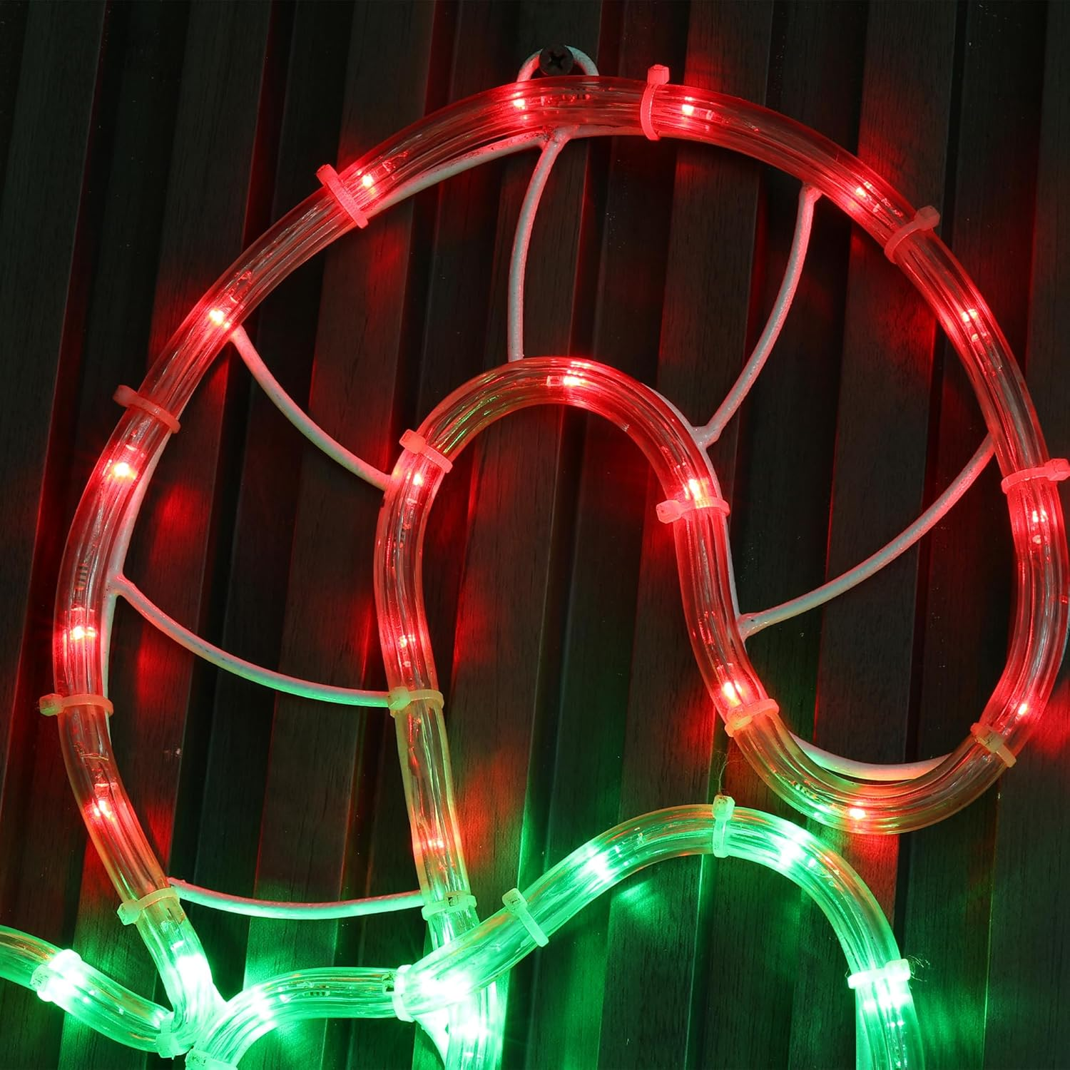 Lexi Lighting LED Candy Cane Rope Light Silhouette, 60 LED Lights, Red Green, 30X55.5Cm, IP44 Indoor Outdoor Use, Hanging/Wall-Mountable Decorative Lighting for Christmas Party image number 4