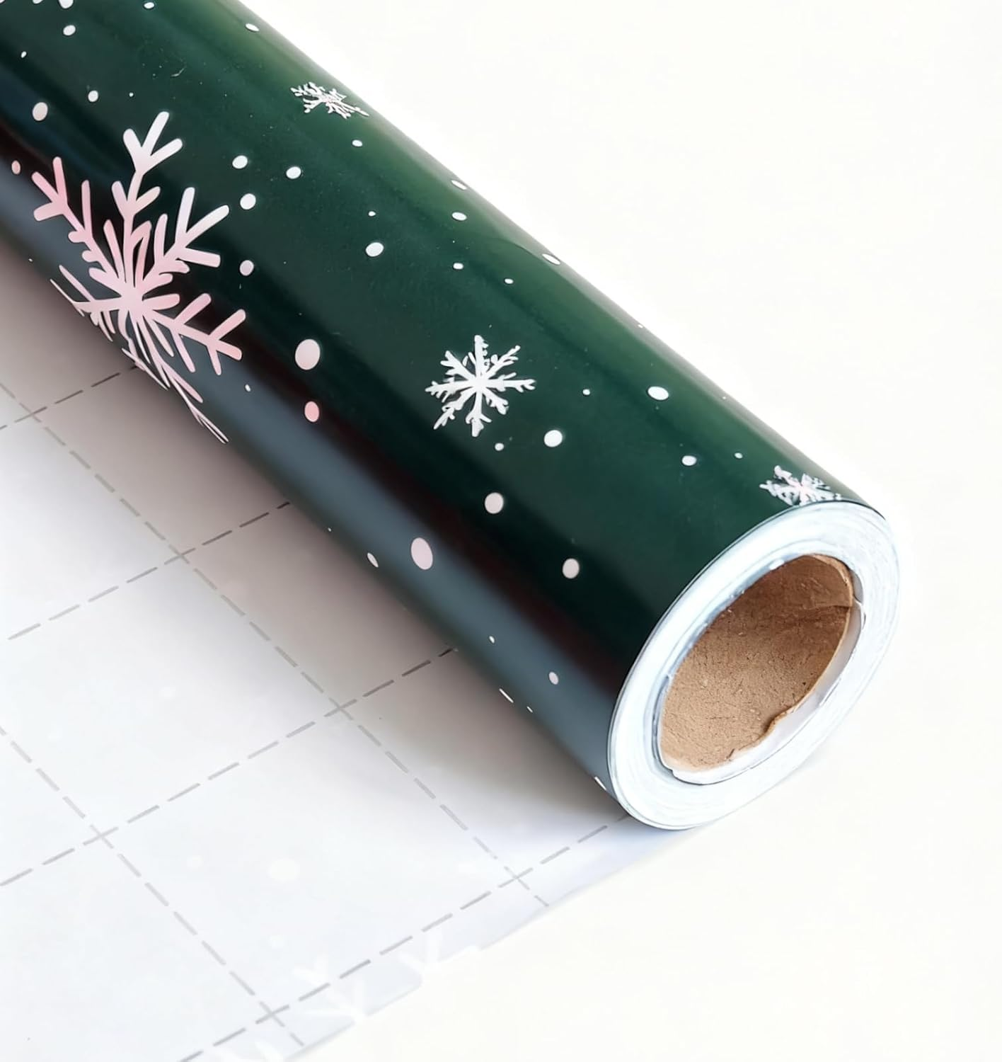 Christmas Wrapping Paper Roll- 17 Inch X 33 Feet Snowflake Design for Christmas,Winter,Holiday (Red + White)