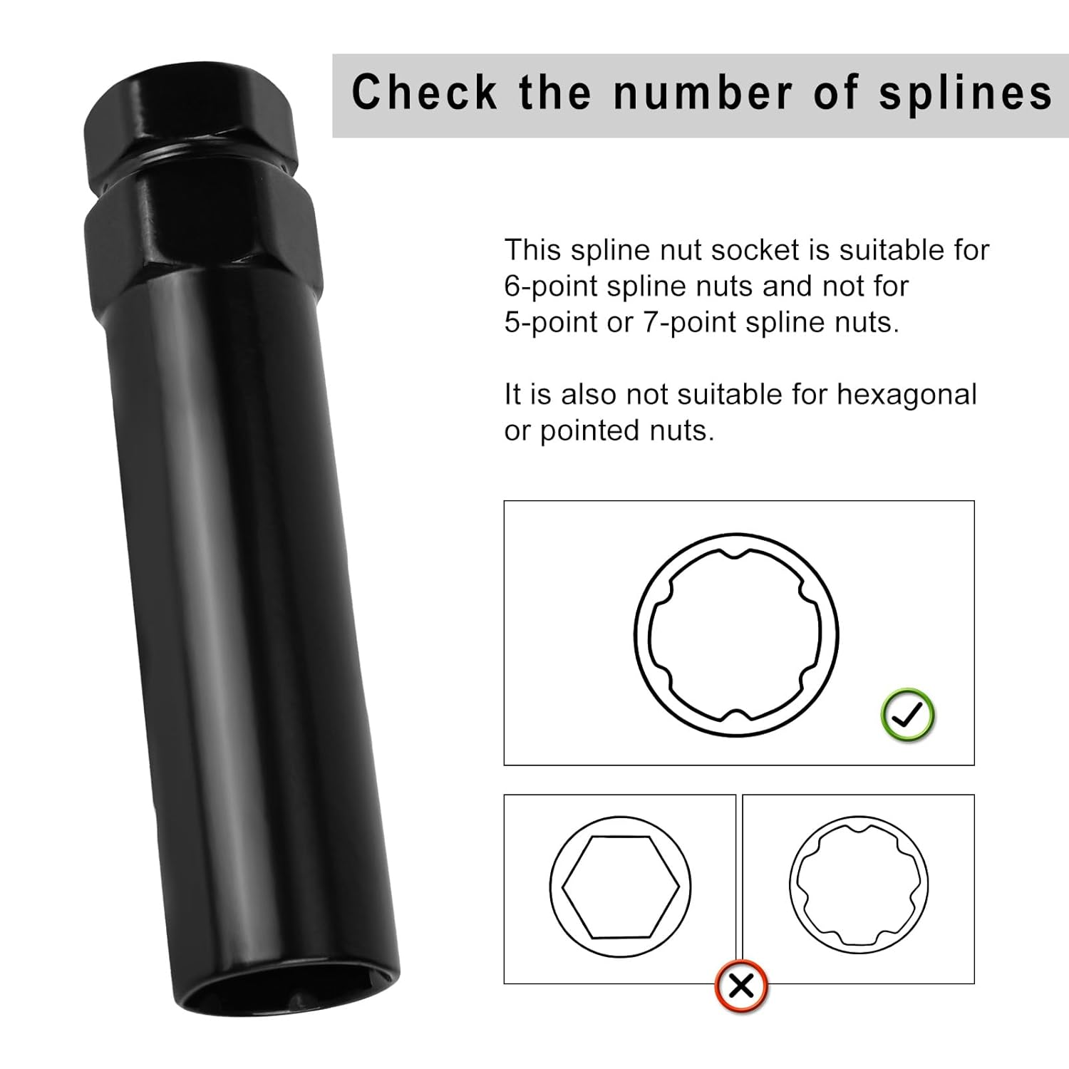 6 Spline Lug Nut Key, 35CR Wheel Lock Key Fuel Wheel Locking Replacement for Install and Detach Aftermarket Lug Nuts image number 2