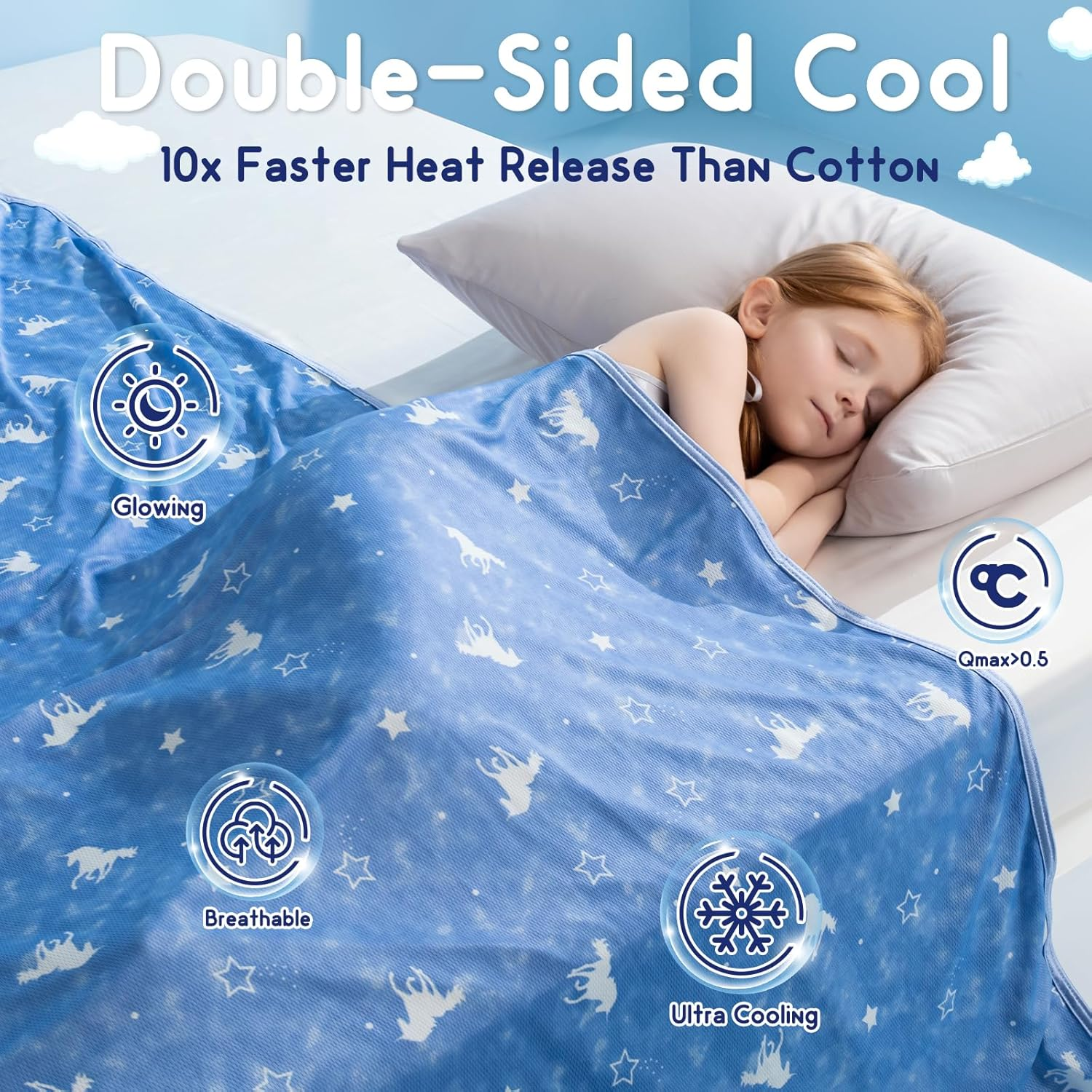 Elegear Kids Cooling Blanket, Glow in the Dark, Q-Max>0.5 Arc-Chill 3.0 Cool Fabric, 150X200CM image number 6