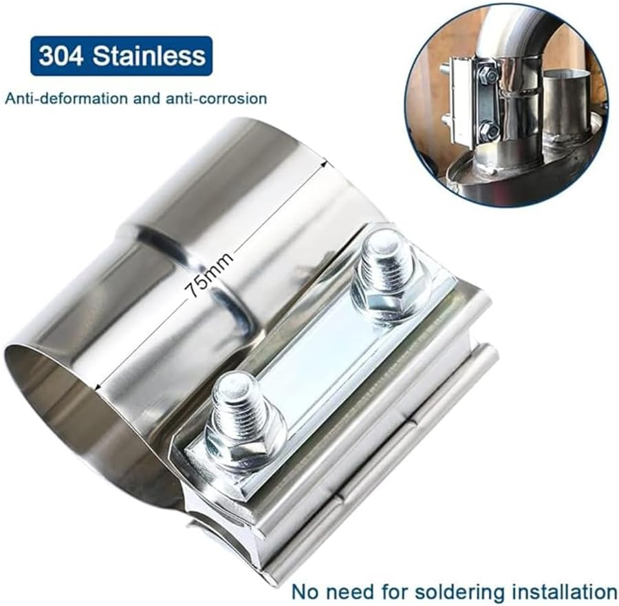 2 Inch Exhaust Clamp, Lap Joint Band Clamp Stainless Steel for Clamping 2" OD to 2" ID Pipes image number 1