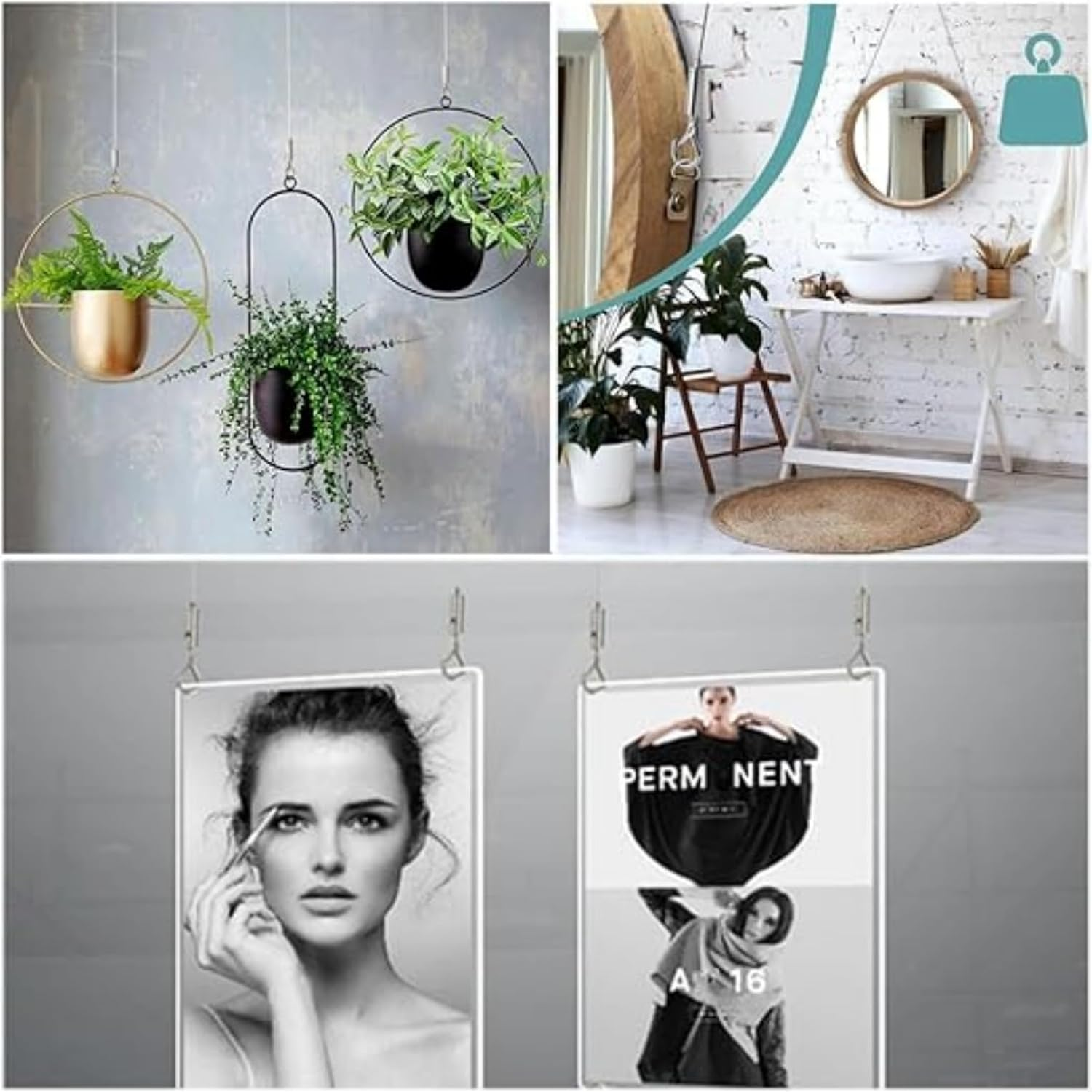 2Pcs Adjustable Picture Hanging Stainless Steel Wire with Loop and Hook,1.5 Mm X 2 M Heavy Duty Picture Hanging Wire Stainless Steel Heavy Duty Hanging Rope for Picture, Mirror Hanging Hardware image number 1