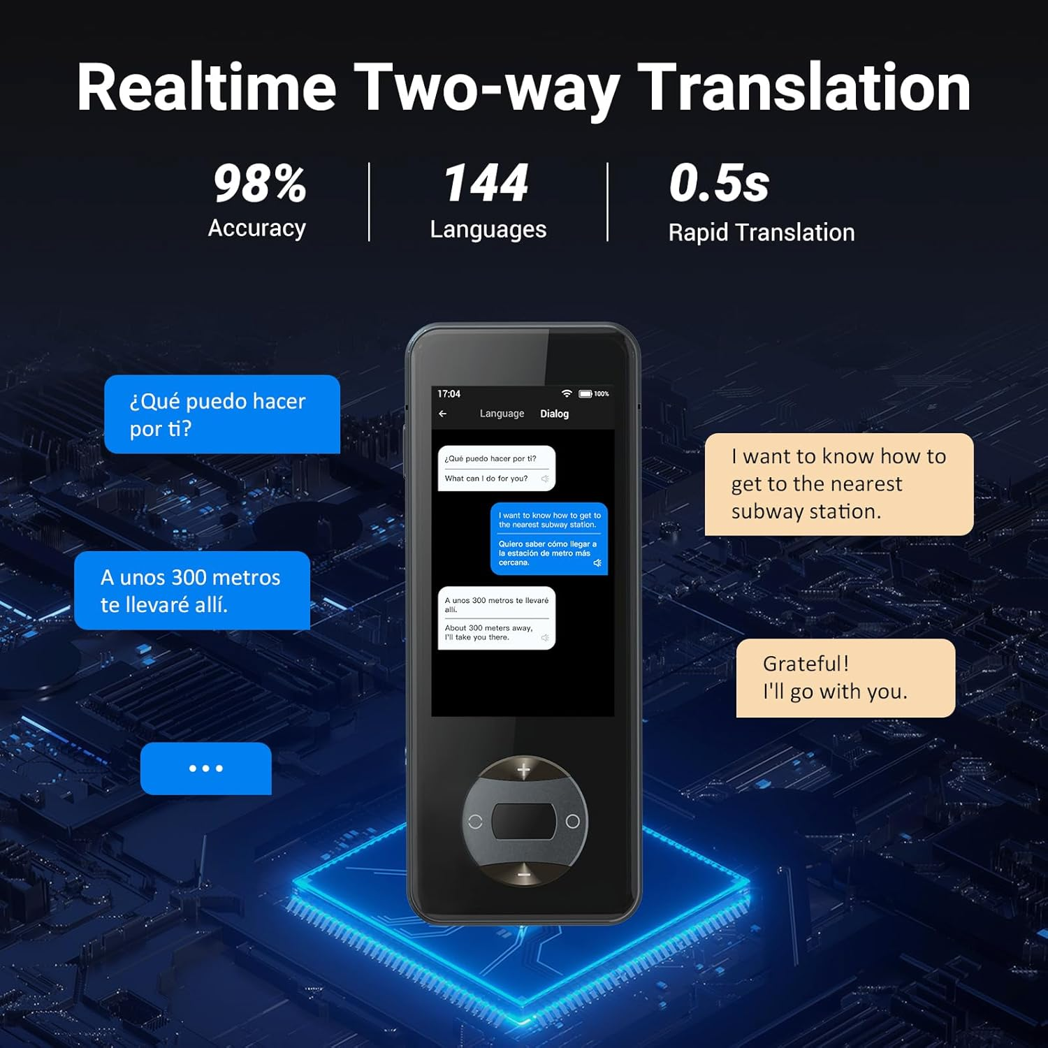 ANFIER Language Translator Device No Wifi Needed Instant Translator 2024 for 144 Languages and Accents AI Electronic Foreign Language Translators W10S Grey image number 6
