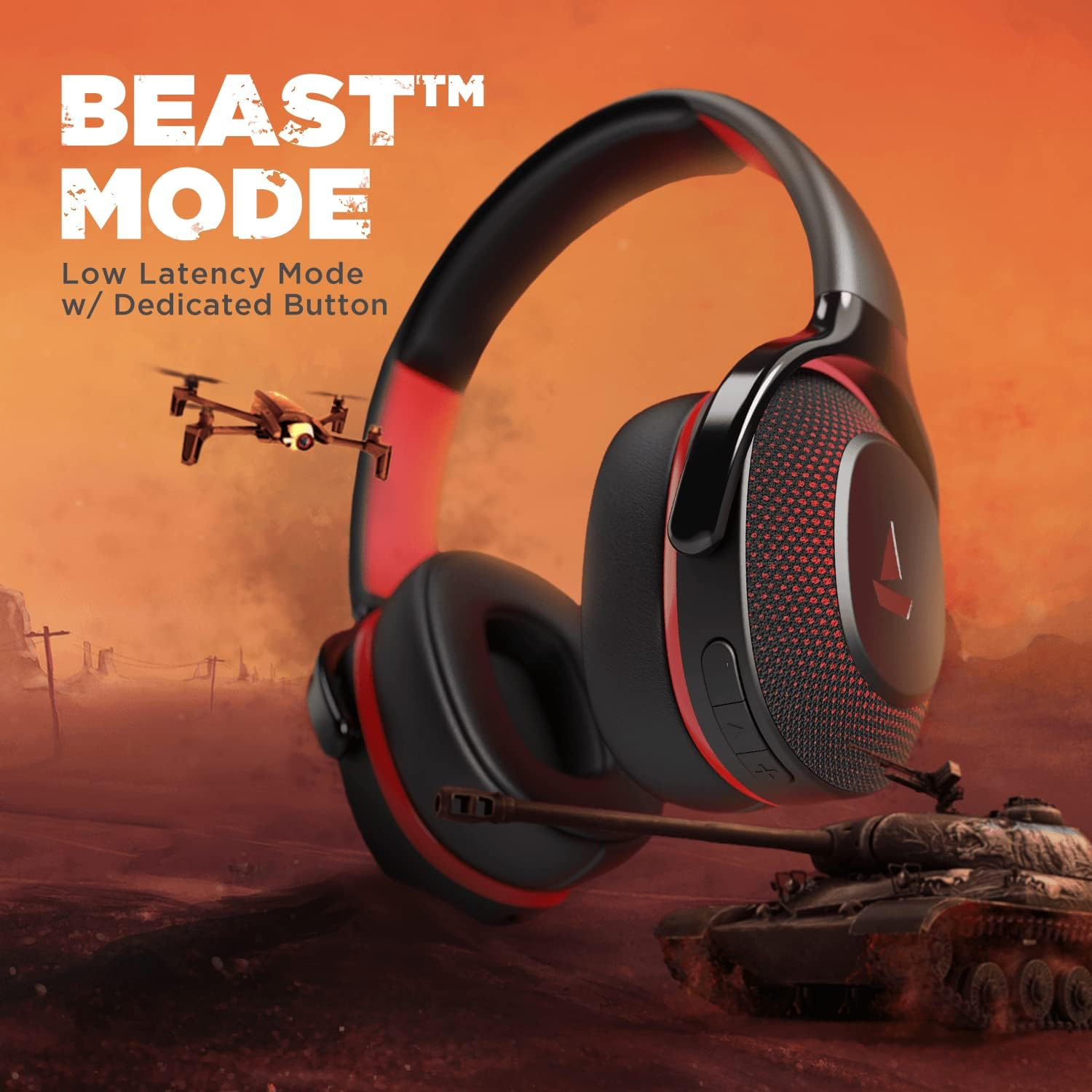 Boat Rockerz 425 Bluetooth Wireless over Ear Headphones with Mic Signature Sound, Beast Mode for Gaming, Enx Tech, ASAP Charge, 25H Playtime, Bluetooth V5.2 (Active Black)