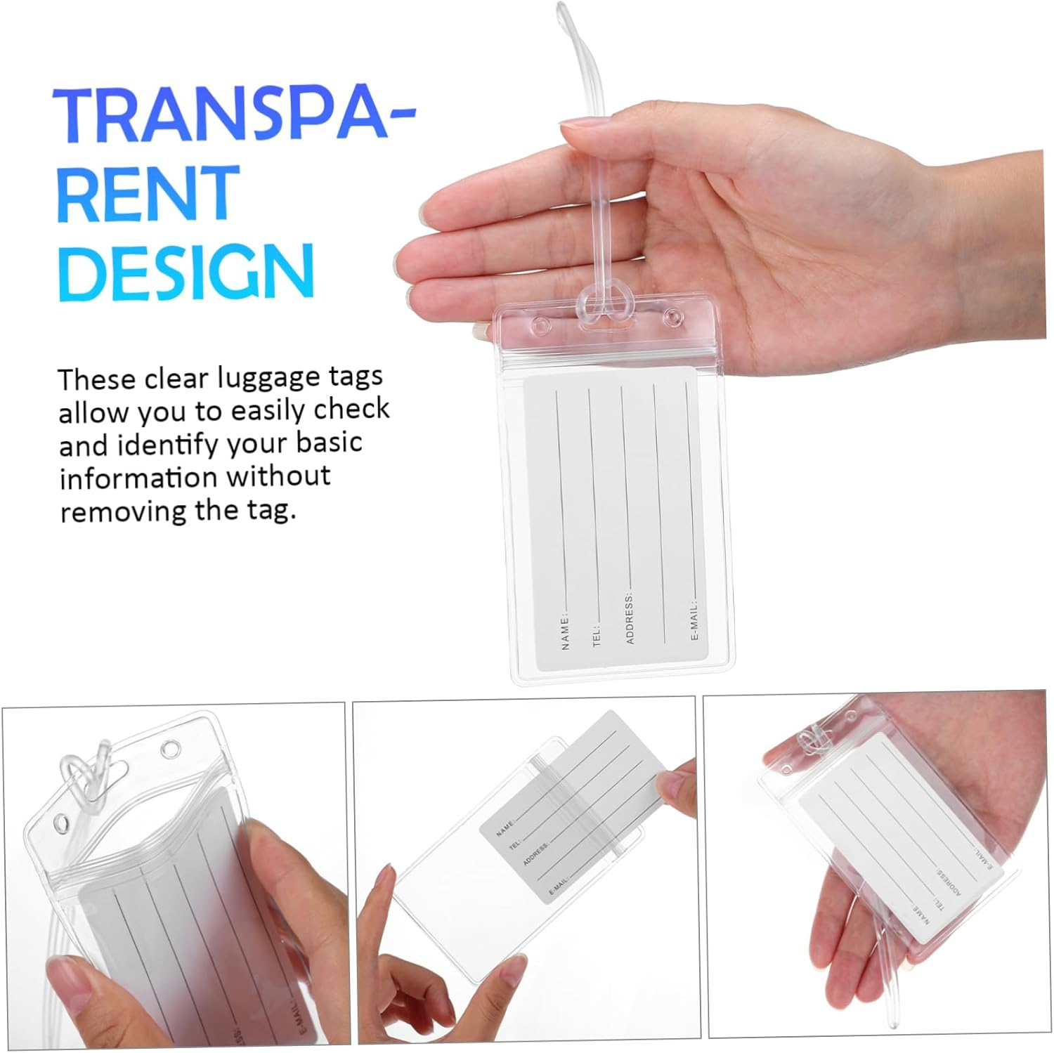 JEWEDECO Name Badge Holder Resealable Closure Luggage Tag Bag for Easy Identification Card Sleeve image number 2