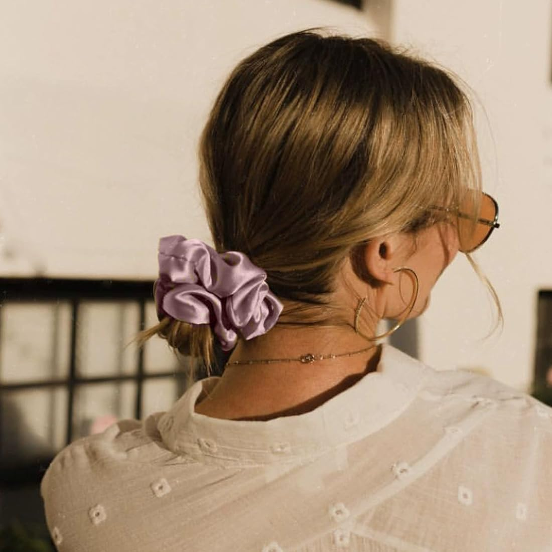 BIRLOZA Pack of 2 Neon Hair Scrunchies, Elastic Bobbles, Large Women'S Hair Bobbles, Ponytail Holder, Women Hair Accessories for Girls Women (Neon Pink)