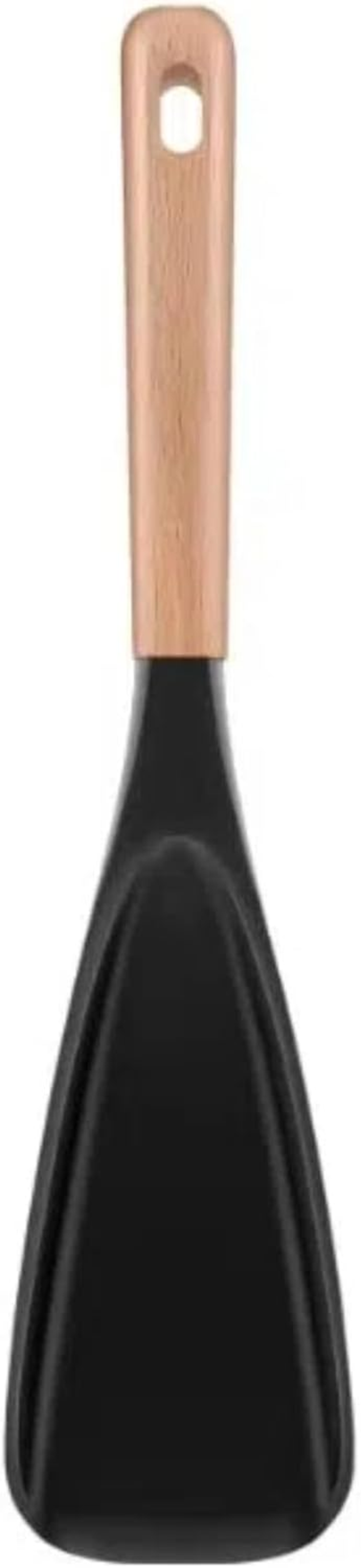 Lorisarm Large Cooking Spoons for Serving. 11.2" Nonstick Silicone Spoonula with Wooden Handle, Heat Resistant Rubber Serving Spoon for Baking,Scooping and Scraping.