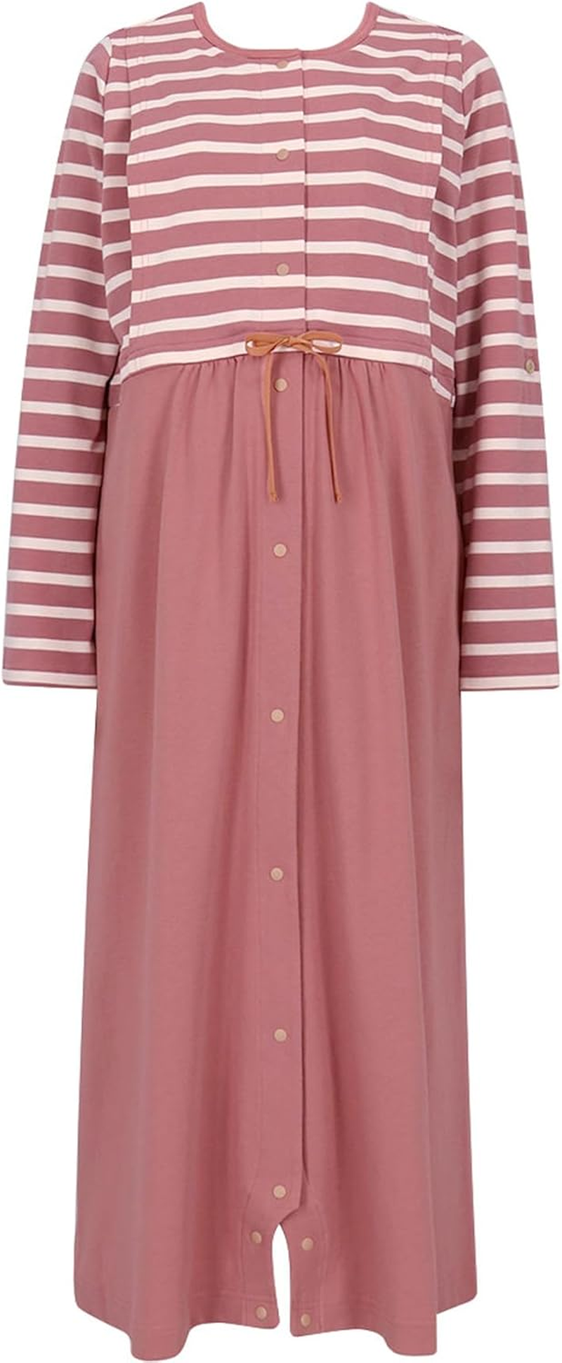 Wacoal Maternity MFY370 Maternity Pajamas, Maternity Pajamas, for Nursing, Hospital Preparation, 100% Cotton, Room Wear, Open Front, One-Piece, Easy Nursing, Long Sleeve