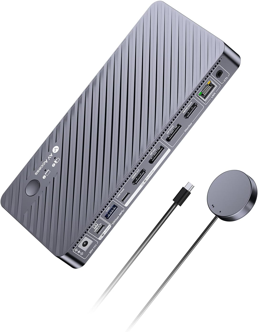 AV Access 8K KVM Switch 2 Monitors 2 Computers for Laptop & Desktop, 100W USB-C Charge for Laptop, Ethernet, Docking Station Dual Monitor 8K@60Hz/4K@165Hz, 4Xusb 3.2, Audio, SD, Wired Remote Control image number 2