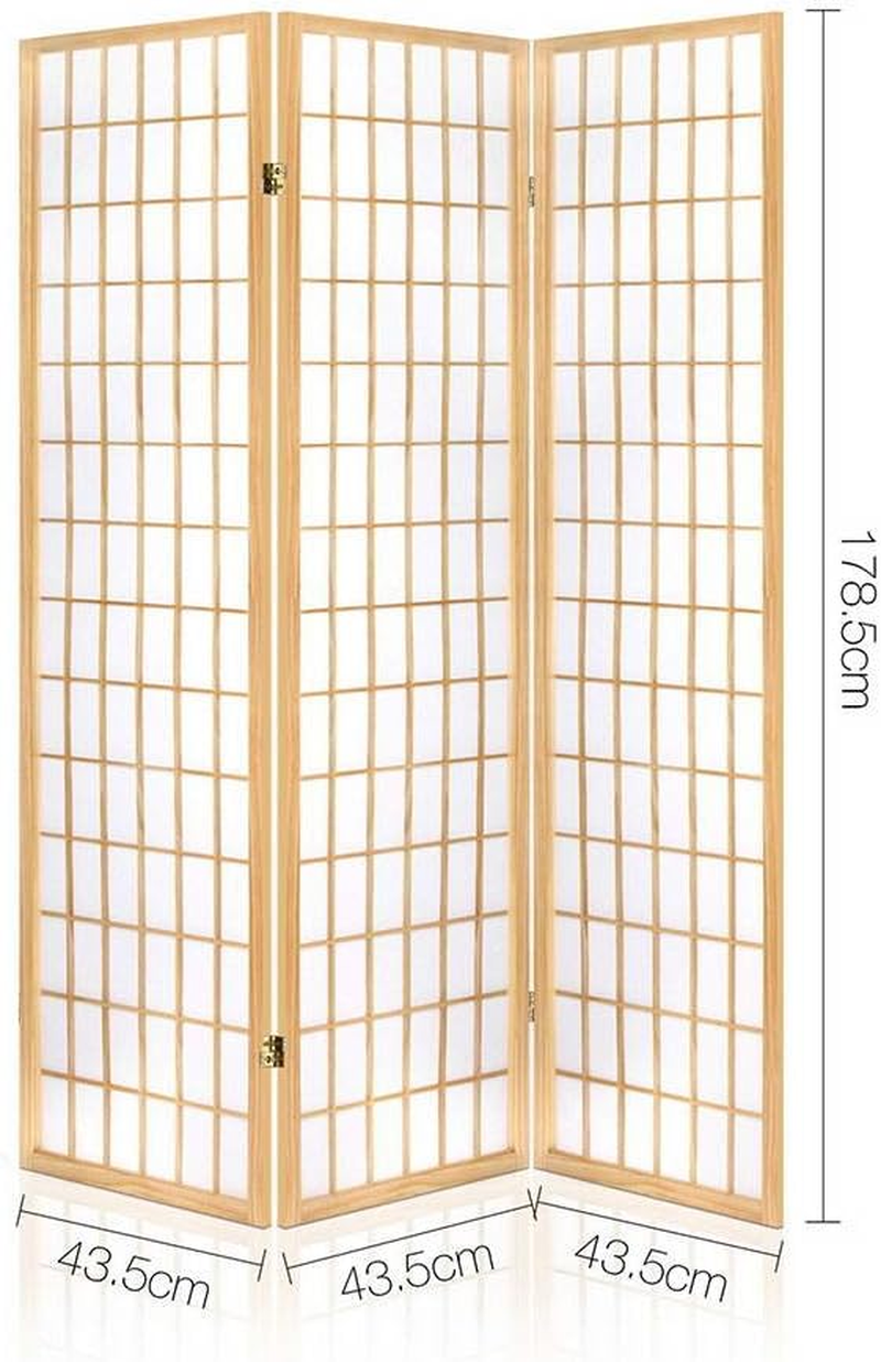 Artiss Room Divider, 3 Panel Folding Wooden Privacy Portable Screen Shelf Dividers Partition Wall Screens Home Pet Child Indoor Balcony Bedroom Furniture, Separator Water-Resistant Natural image number 3