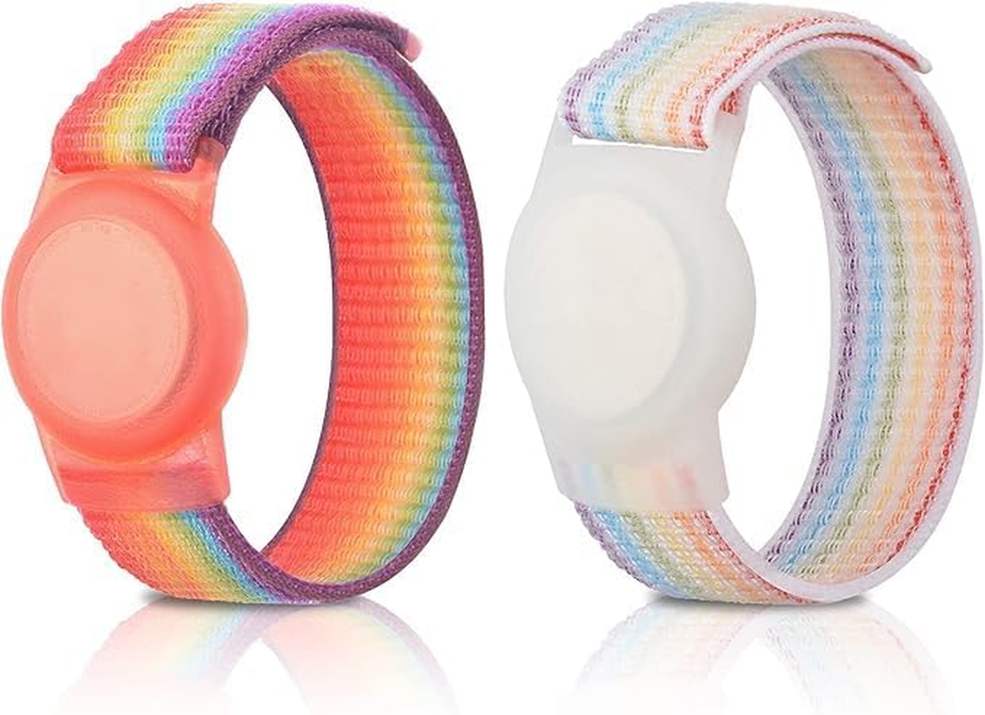 2 Pack Kids Wristband for Airtag, Nylon Watch Band GPS Tracker Holder Protective Case Compatible with Apple Air Tag, Adjustable Anti-Lost Bracelet for Toddler Baby Children Elders image number 5