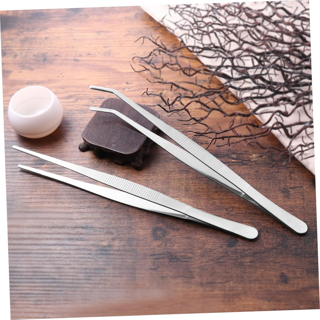 TOVINANNA 2Pcs Eyelash Bodkin Sewing Tool Handle Straight and Curved Nippers Angled Feeding Precision for Crafts Reptisoil Miss Bonsai round Head image number 6