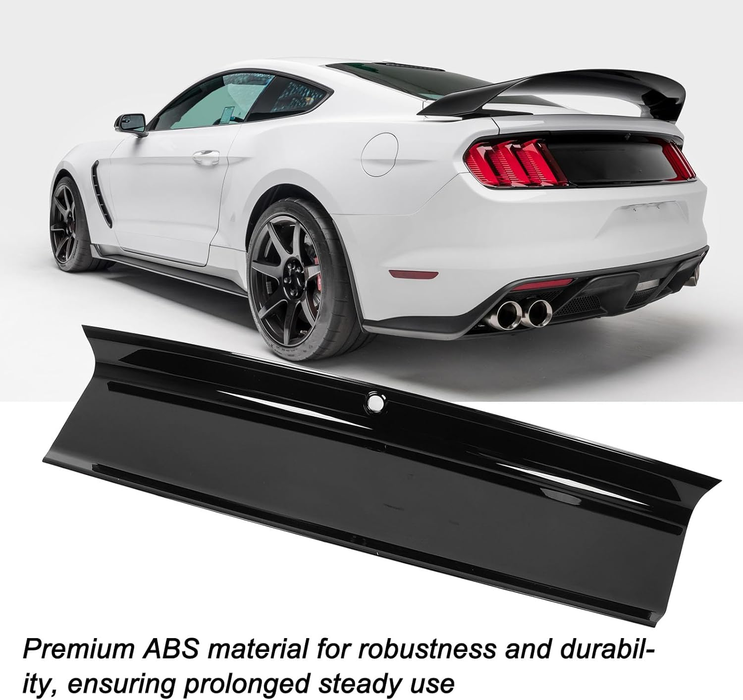 Trunk Decklid Trim Panel Compatible with 2015-2023, Rear Center Trunk Boot Lid Cover Trim, ABS Rear Trunk Cover Panel Decorating Board Glossy Black