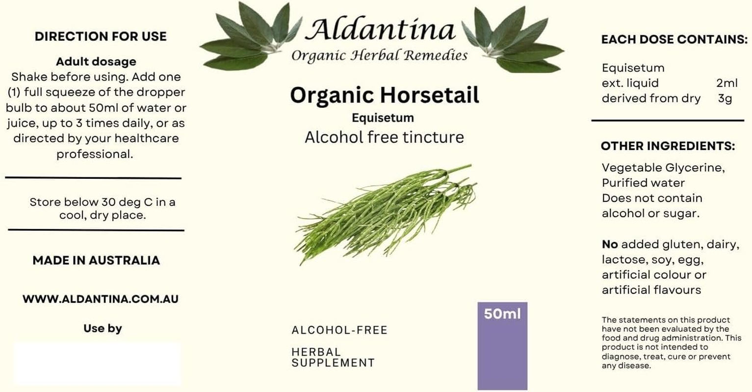 Organic Horsetail (Equisetum Arvense) Tincture/Extract, Australian Made, Alcohol-Free (50Ml) image number 5