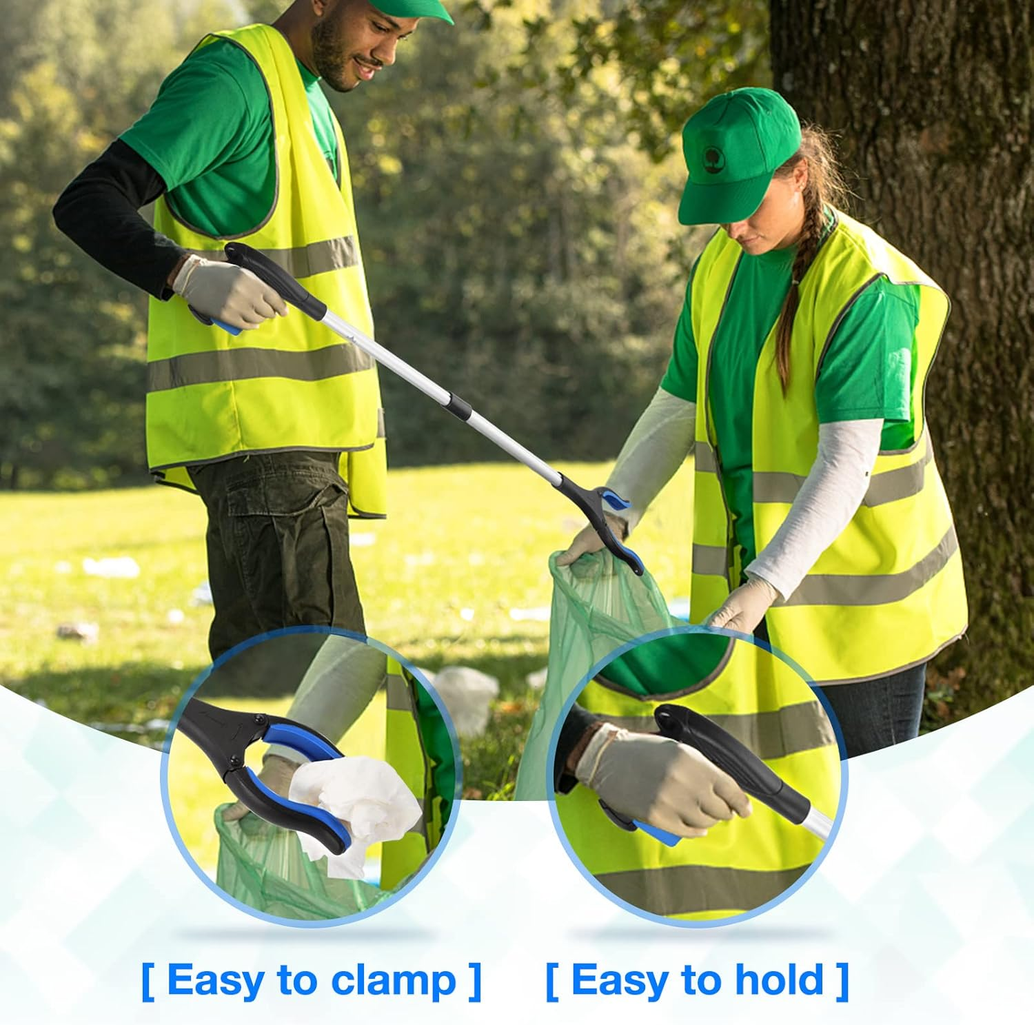 2-Pack Grabber Tool, 32" Long Reacher Grabber Pickup Tool with Magnetic Tip, Trash Picker Grabber for Elderly Grab It Reaching Tool, Garbage Picker Upper, Litter Pick up Grab Tool, Claw Grabber Stick image number 3