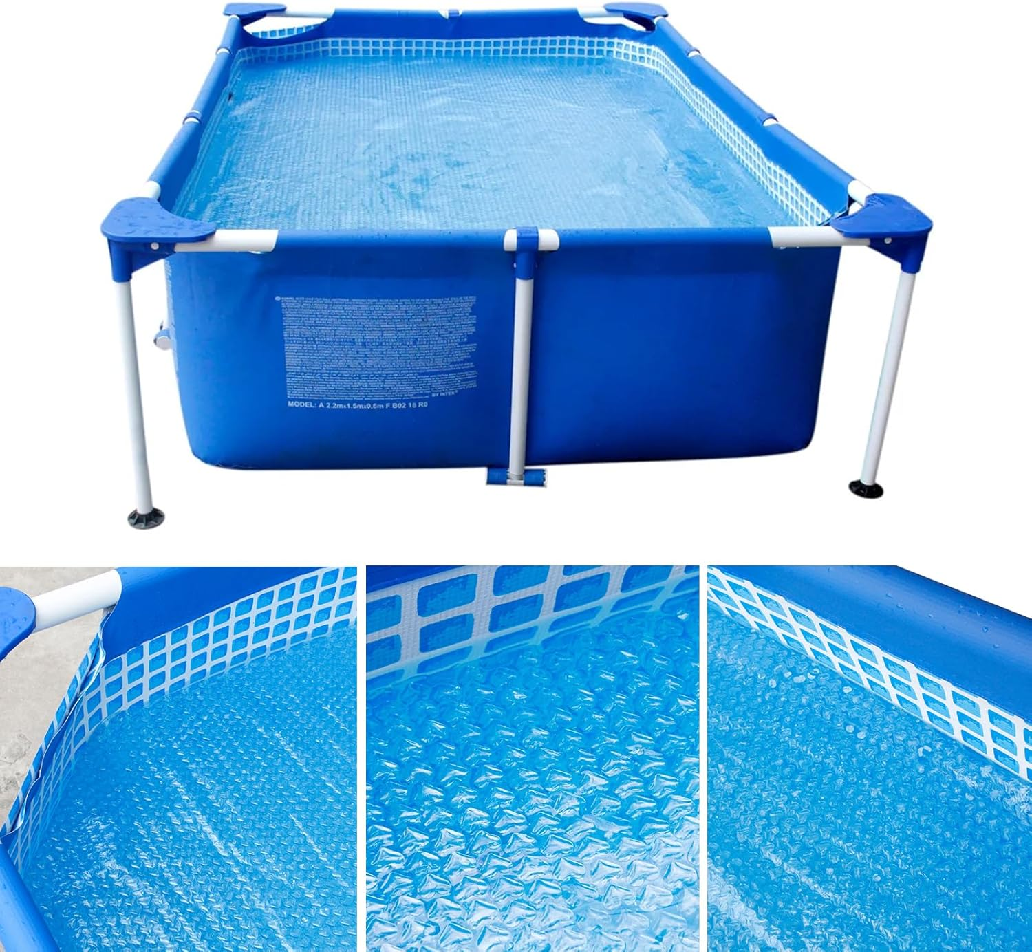 Pool Cover, 2.2 X 1.5/2.6 X 1.7/3 X 2M PE Micron Bubble Solar Isothermal Swimming Pool Cover, Cuttable Reduced Evaporation Protective Swimming Pool Blanket for Outdoor (220 X 150Cm) image number 4