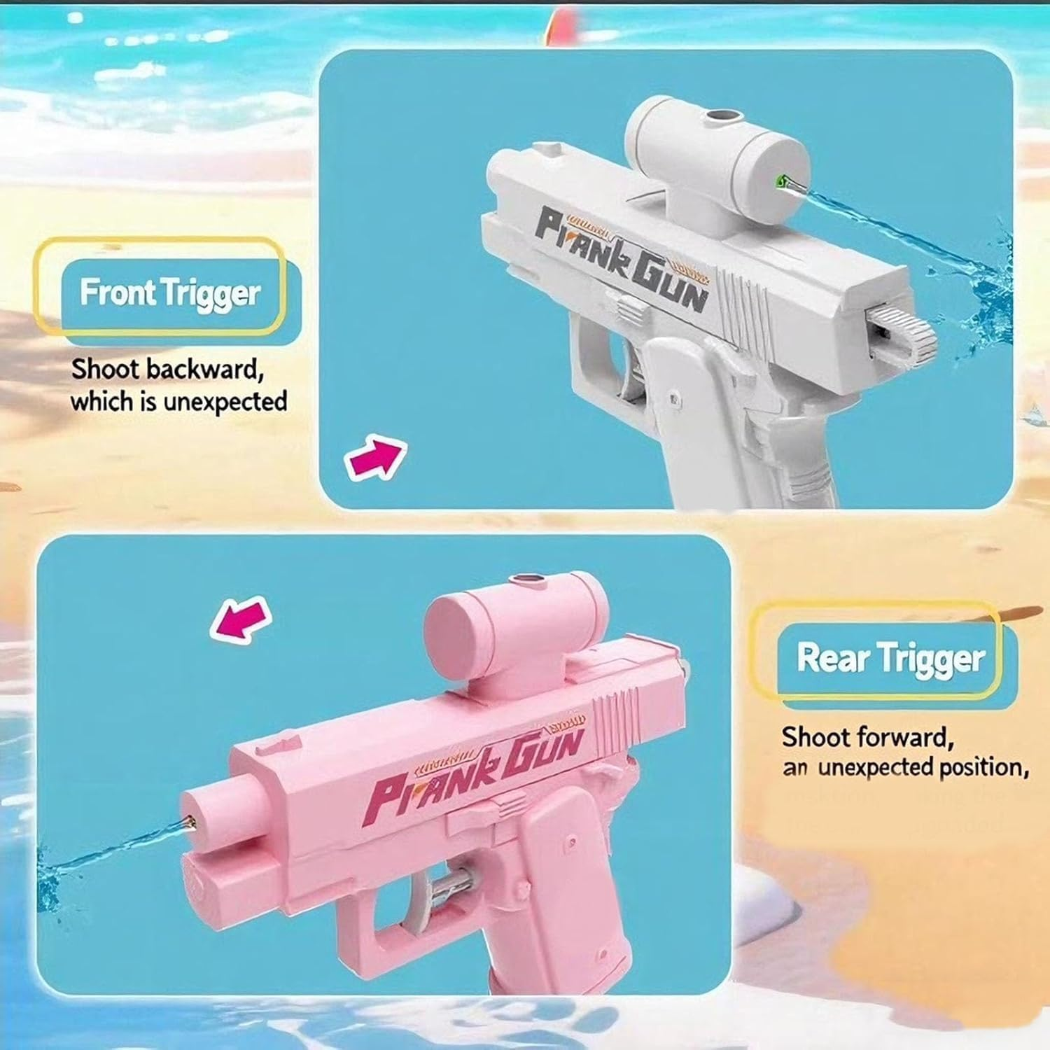 Prank Two-Way Water Gun, Can Spray from Front and Back (White) image number 1