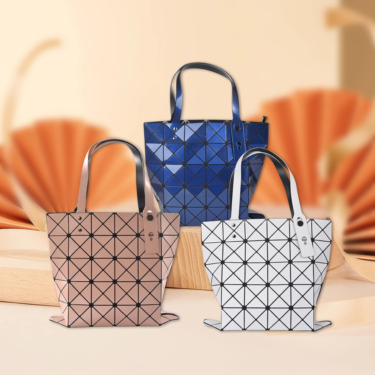 FOSIDEY Holographic Wallet, Versatile Geometric Stitching, Geometric Luminous Purse and Tote - Pearlescent Blue image number 2