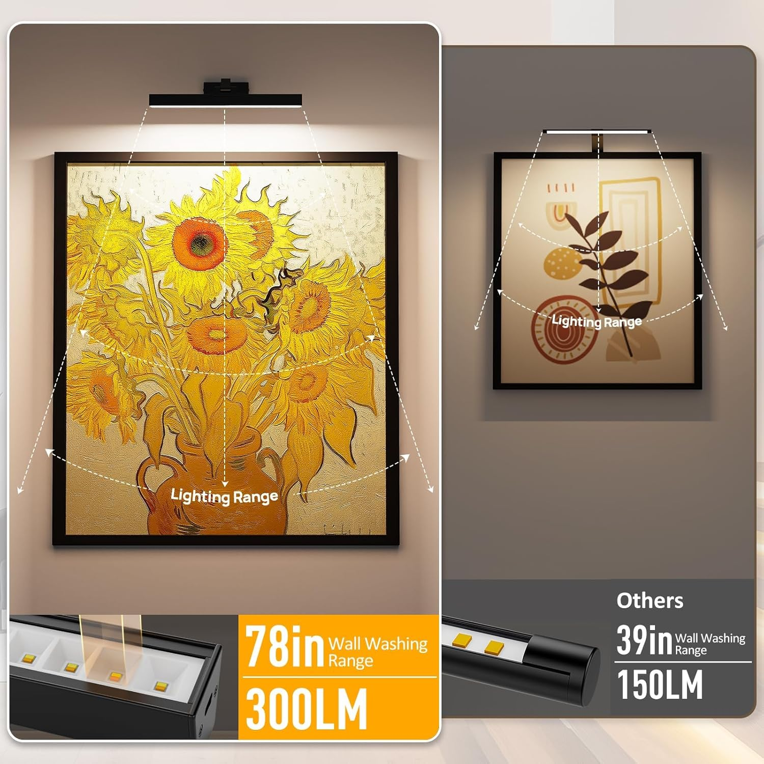 Picture Lights for Wall, Battery Operated Picture Light 16In Gallery Light for Paintings CCT Dimmable Recharging Battery Wall Light with Remote Control for Living Room Dartboard Art Black image number 3