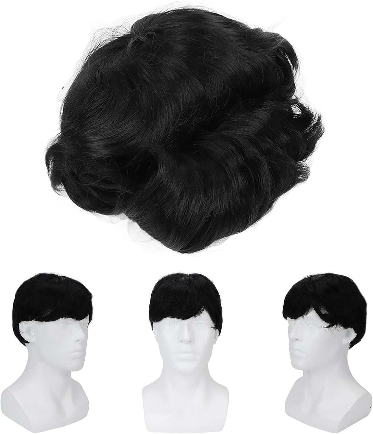 Short Wig, Good Breathability Fluffy Texture Short Black Hair Wig Smoothing Full Hairstyle for Parties for Daily Use for Men image number 6