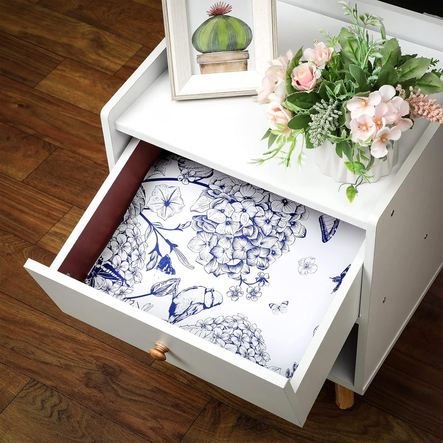 10 Sheets Scented Drawer Liners for Dresser, Non-Adhesive Paper Liner for Home Shelf Closet (Blue Butterfly, Linen) image number 1