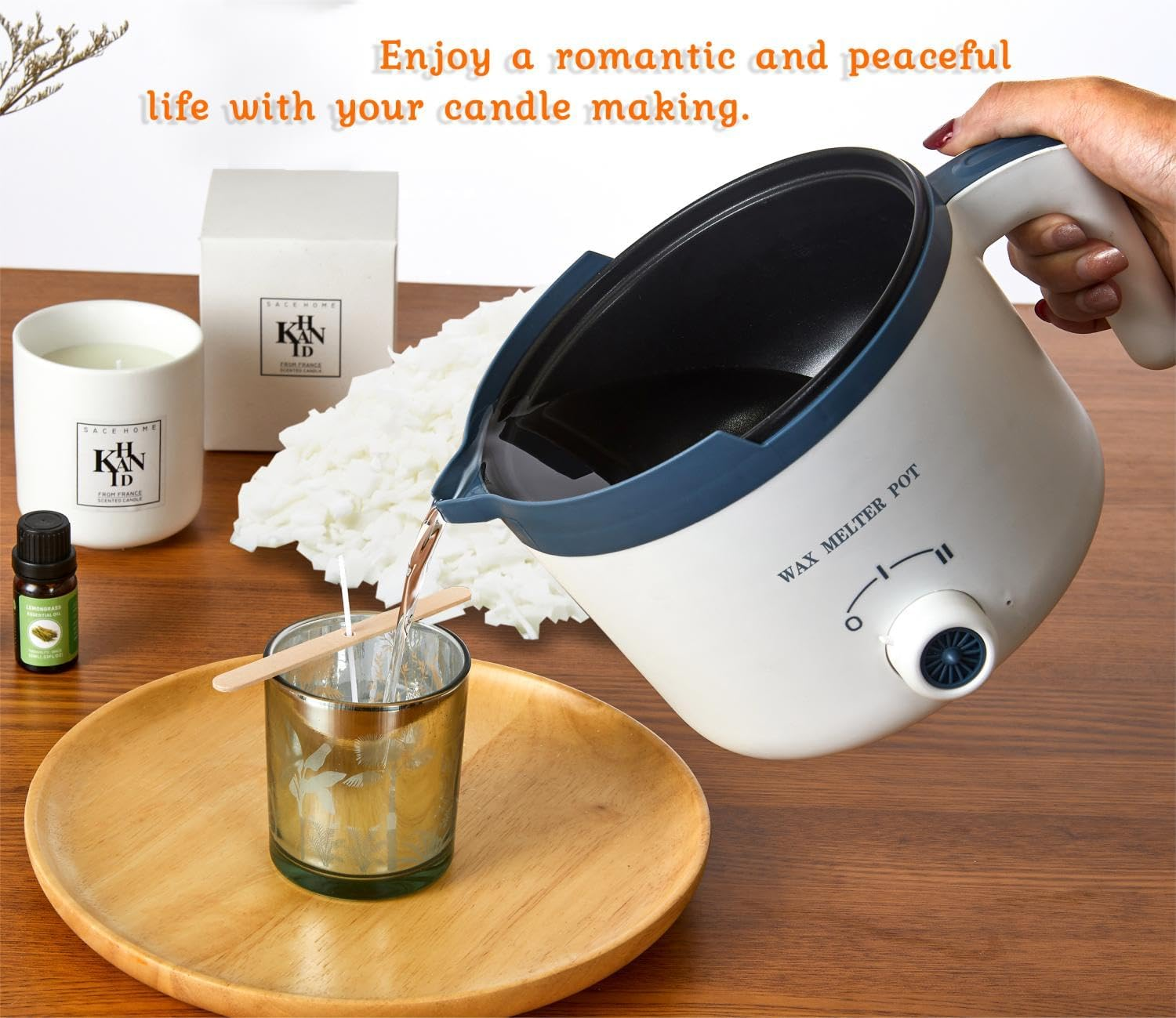 Candle Wax Melting Pot,Wax Melter for Candle Making with Pour Spout,Non-Stick Electric Candle Making Pouring Pot,Candle Making Supplies with Heat-Resistant image number 3