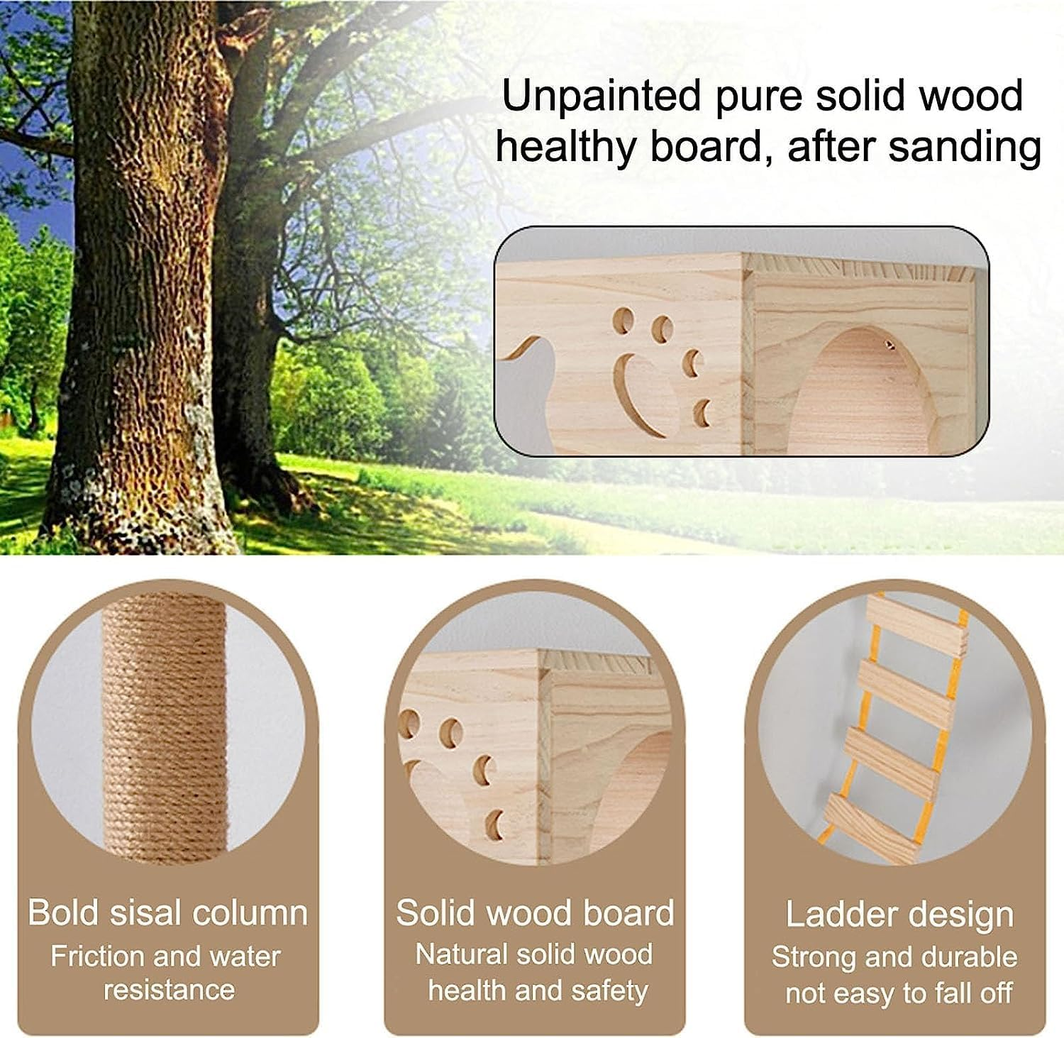 Delicate Cat Tree Wall Mounted Cat Tower Shelves Climbing Shelf Set Kitten Perch Activity Center for Playing Exploring image number 6