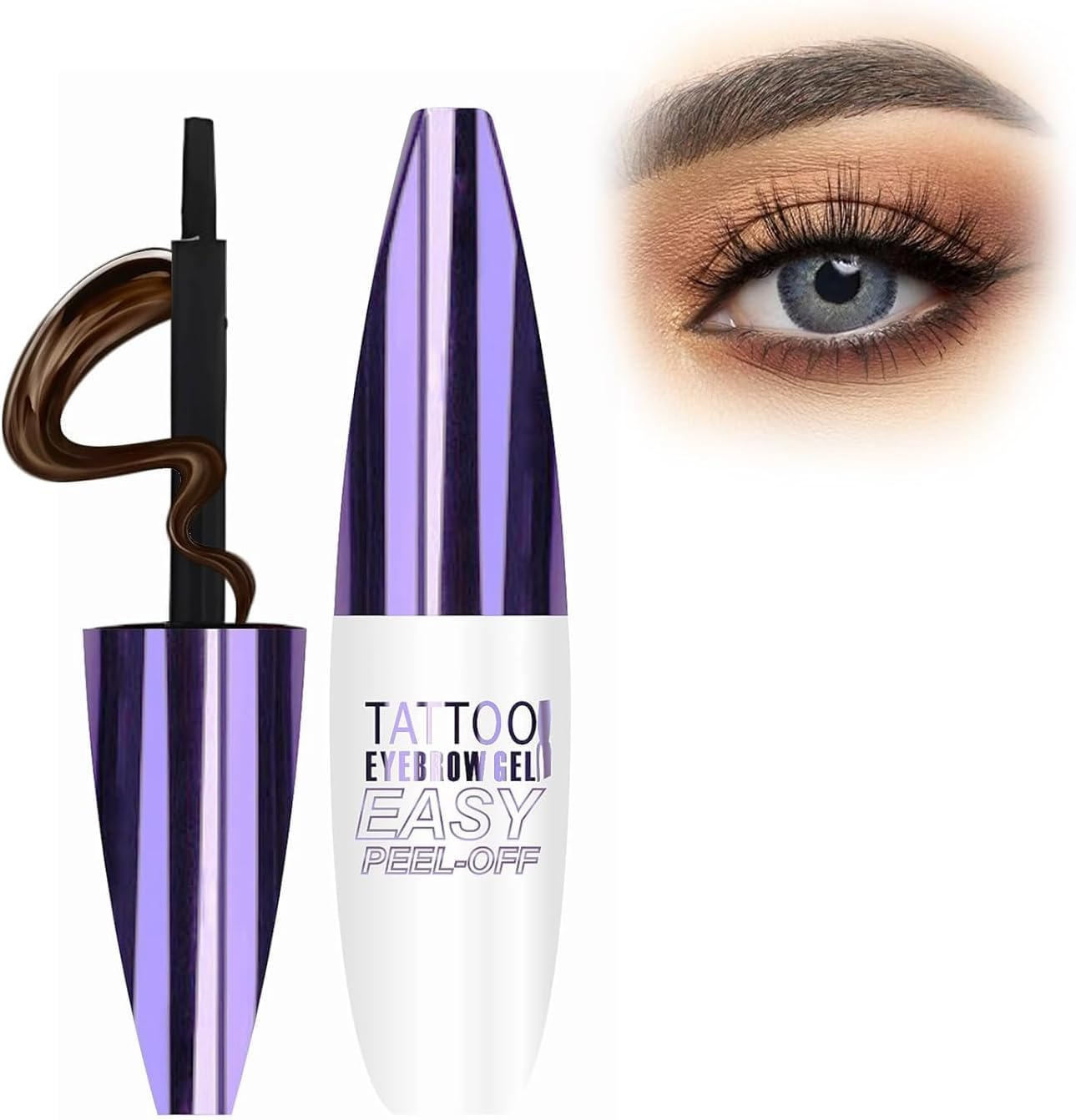 Peel off Eyebrow Tinting Gel Kit- Dark Brown/Light Brown/Black Tattoo Eyebrow Gel Easy Peel Off,Waterproof Longlasting Peel off Eye Brow Tinted Glue,Up to 3 Days Brow Stain (01#Dark Brown, 1Pcs)