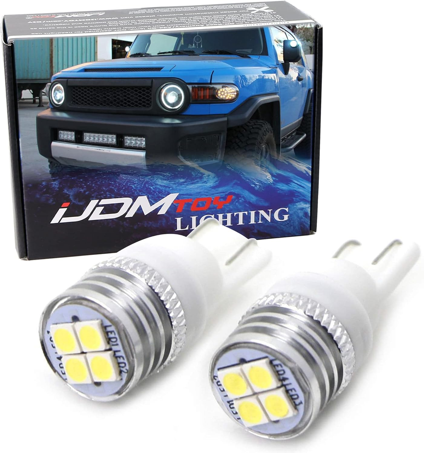 Ijdmtoy (2) Xenon White 4-SMD High Power LED Side Mirror Replacement Bulbs for 2007-2014 Toyota FJ Cruiser