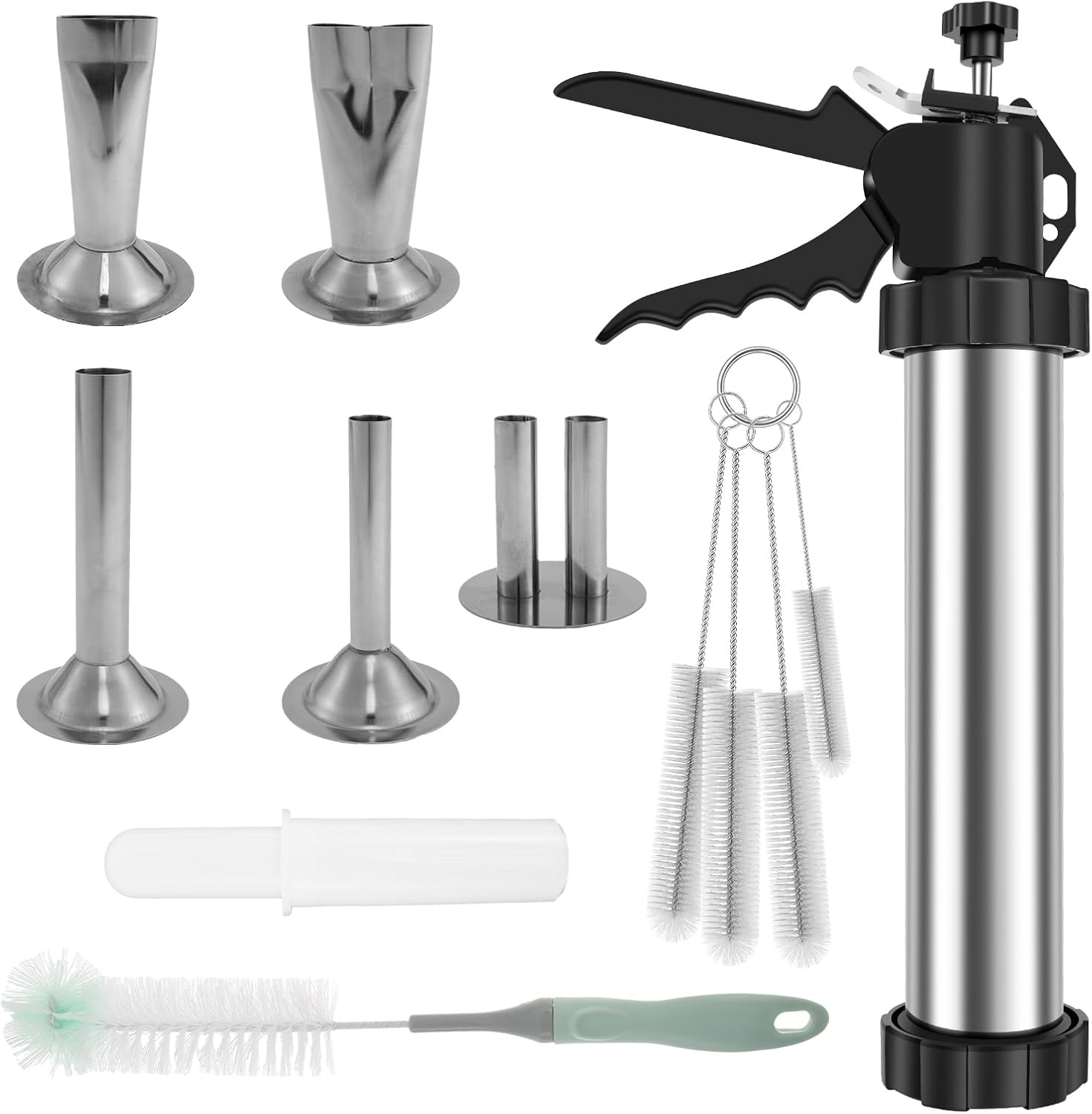 DJAPWPX Sausage Stuffer Kit Manual Stainless Steel Jerky Maker Kit Easy Cleaning Large Capacity Jerky Stuffer Kit with Thickened Aluminum Handle for Home Kitchen image number 4