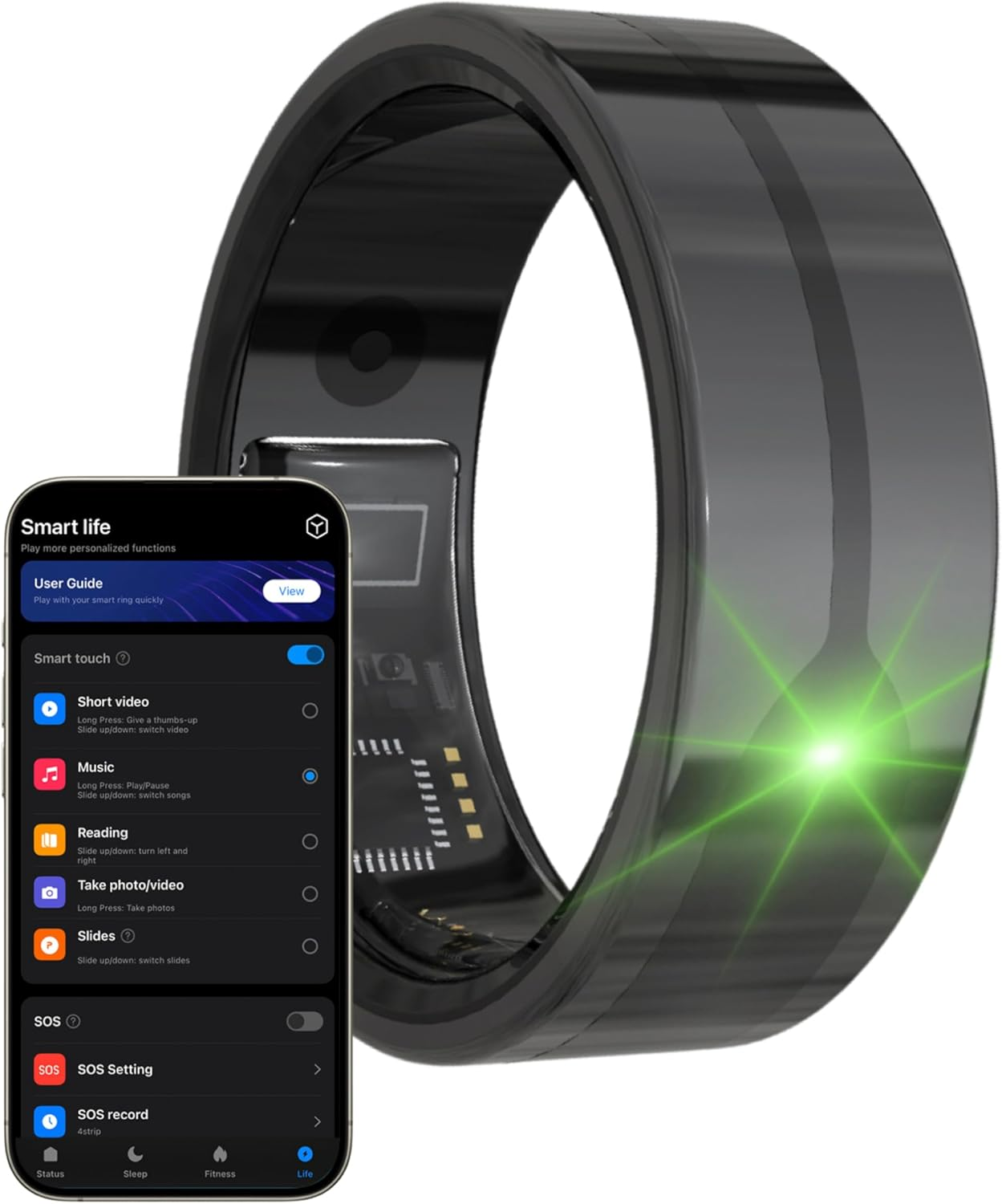 AIZO Smart Ring Pro - 5G Ultra Lightweight with Touch Control, Fitness Tracker, New APP System & Charging Base, Health Sports Monitor image number 3