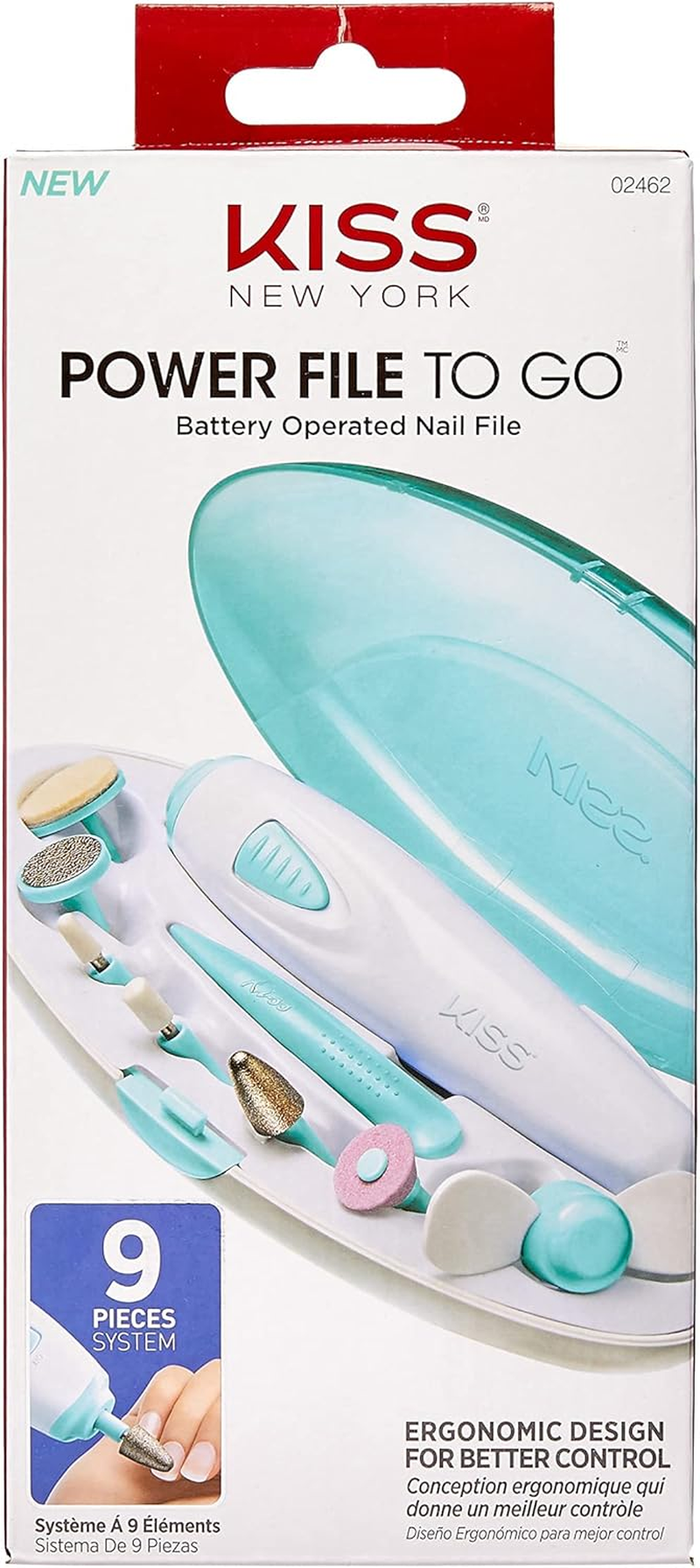 KISS Power File to Go Battery Powered Mani/Pedi Tool Professional Nail Care with 8 Attachments & Storage Case, Shape, Clean, and Polish Nails image number 2