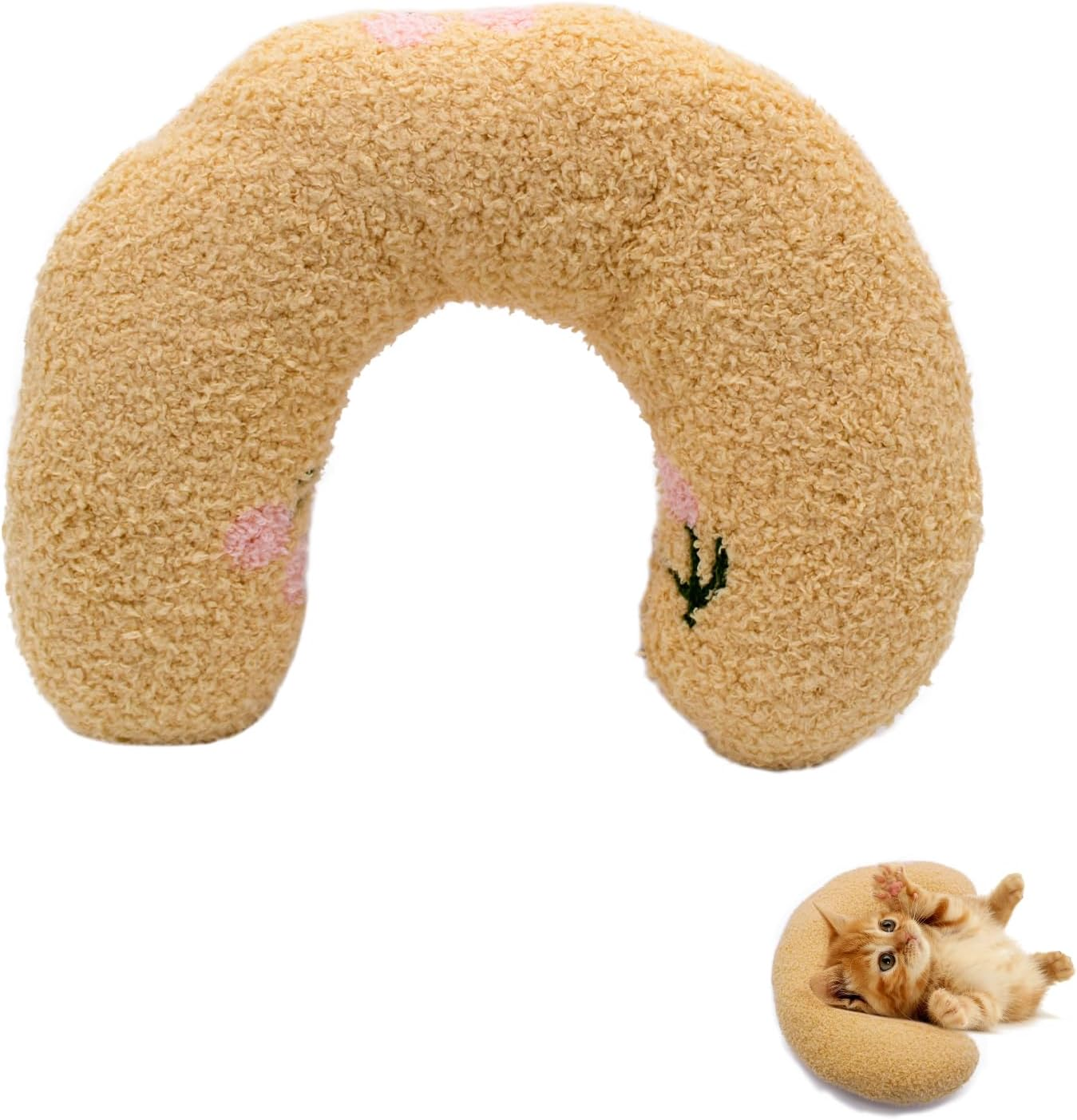 Andiker Pillows for Cat, U Shape Soft Fluffy Cat Pillow for Cat to Lay on Cat Bed Pillow Ultra Soft Pet Pillows for Cat Fluffy Cat Pillows for Indoor Cats and Puppies to Improve Sleep Quality(Blue)